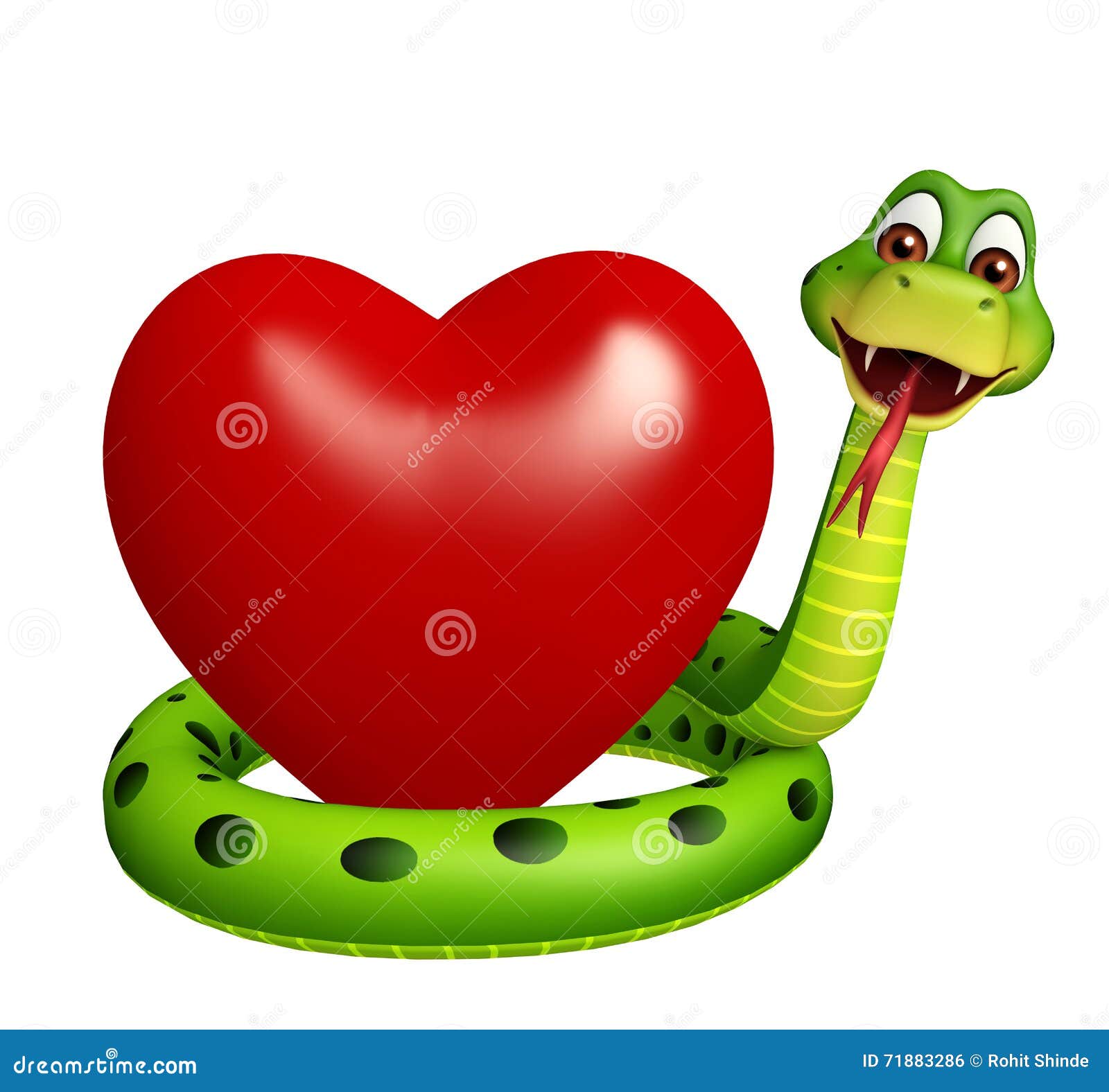 cute snake cartoon character with heart