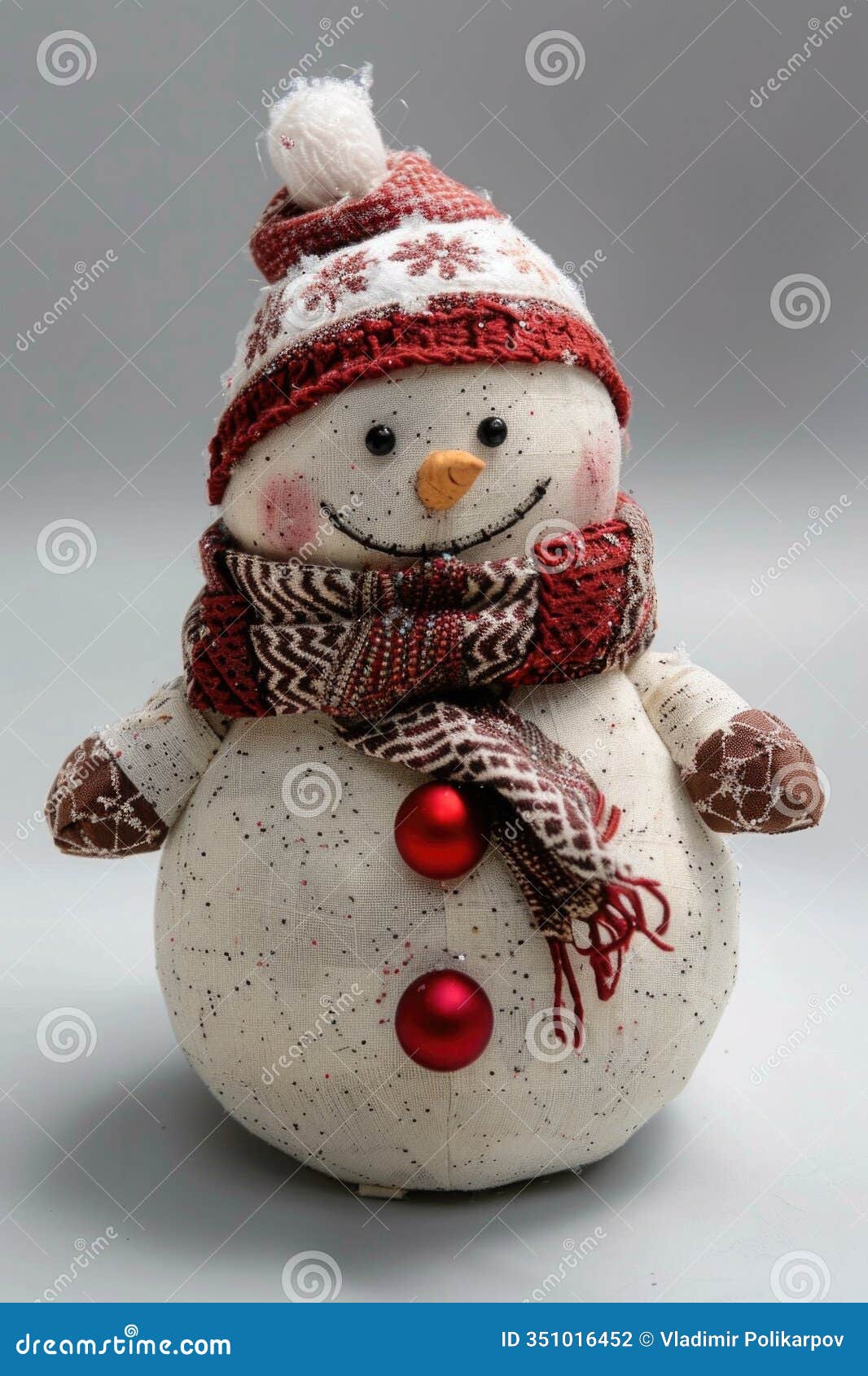 a cute snowman wearing a red and white hat and scarf. perfect for winter holiday s