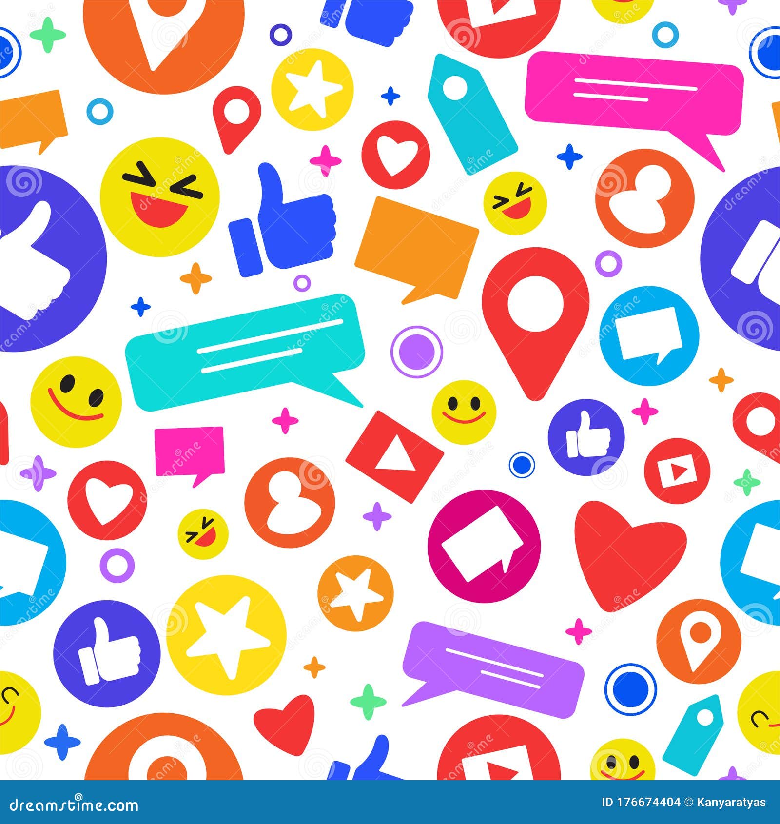 Cute Social Network Icons Seamless Background,vector Illustration ...