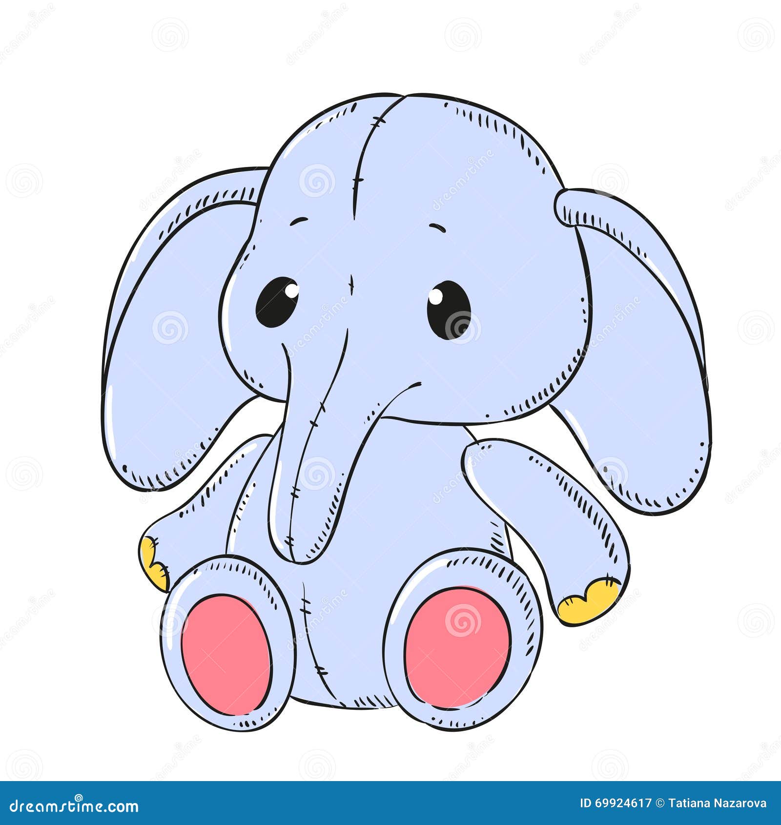 Cute soft toy Elephant stock vector. Illustration of cheerful 69924617