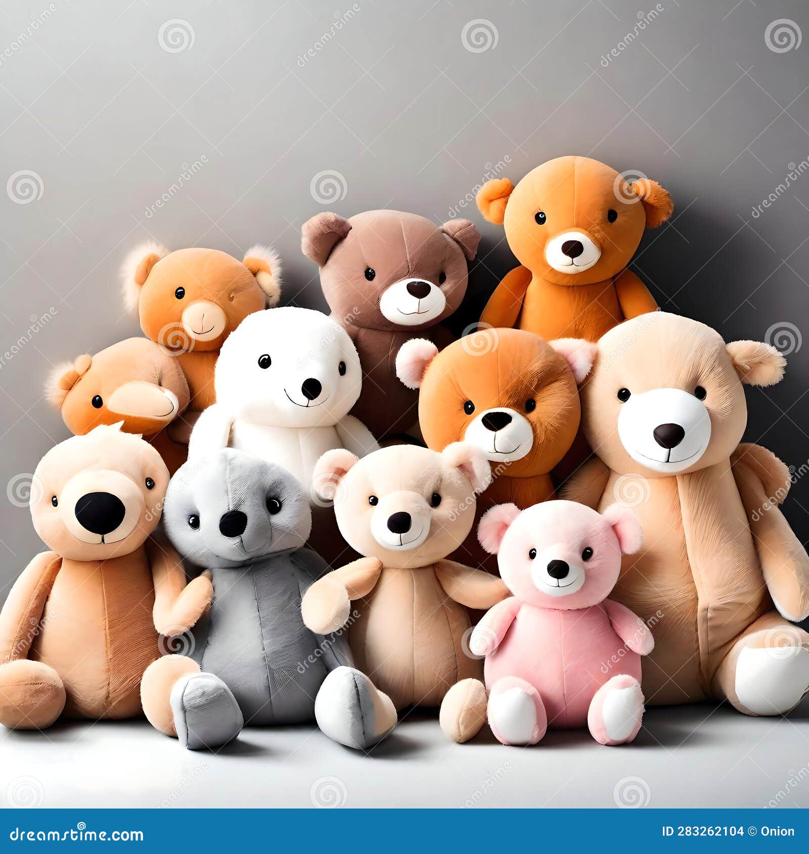 Cute Soft Toys Collection Ai Generated Image Stock Illustration