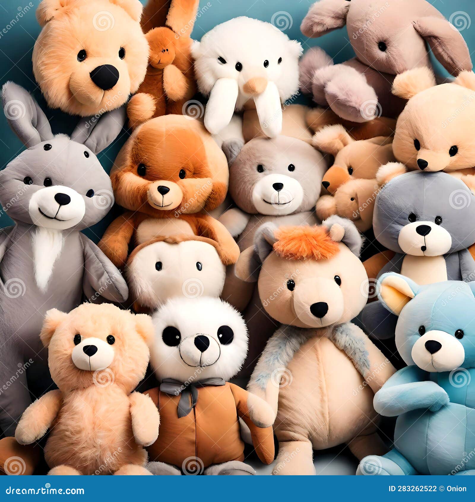 Cute Soft Toys Collection Ai Generated Image Stock Illustration