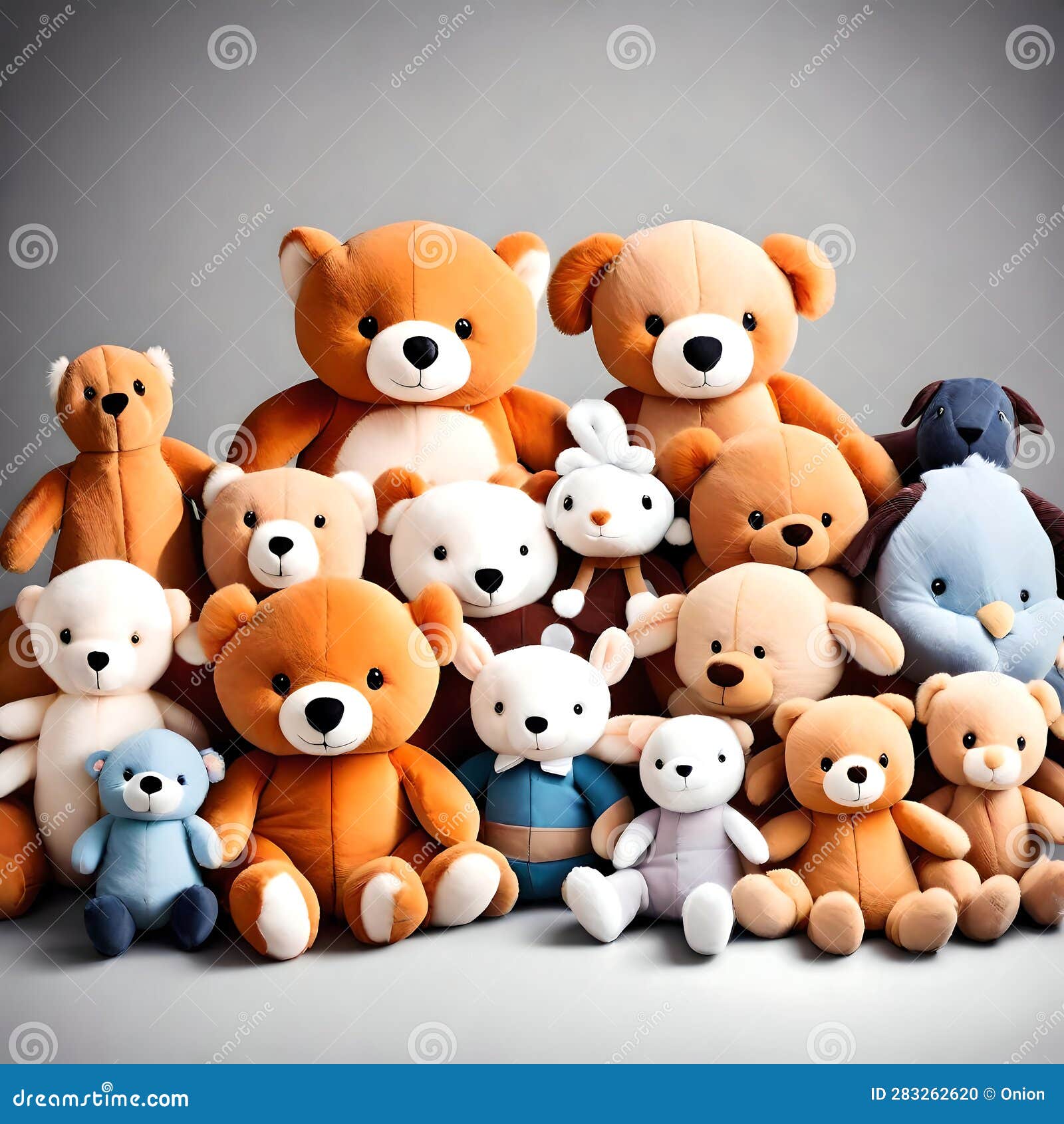 Cute Soft Toys Collection Ai Generated Image Stock Illustration