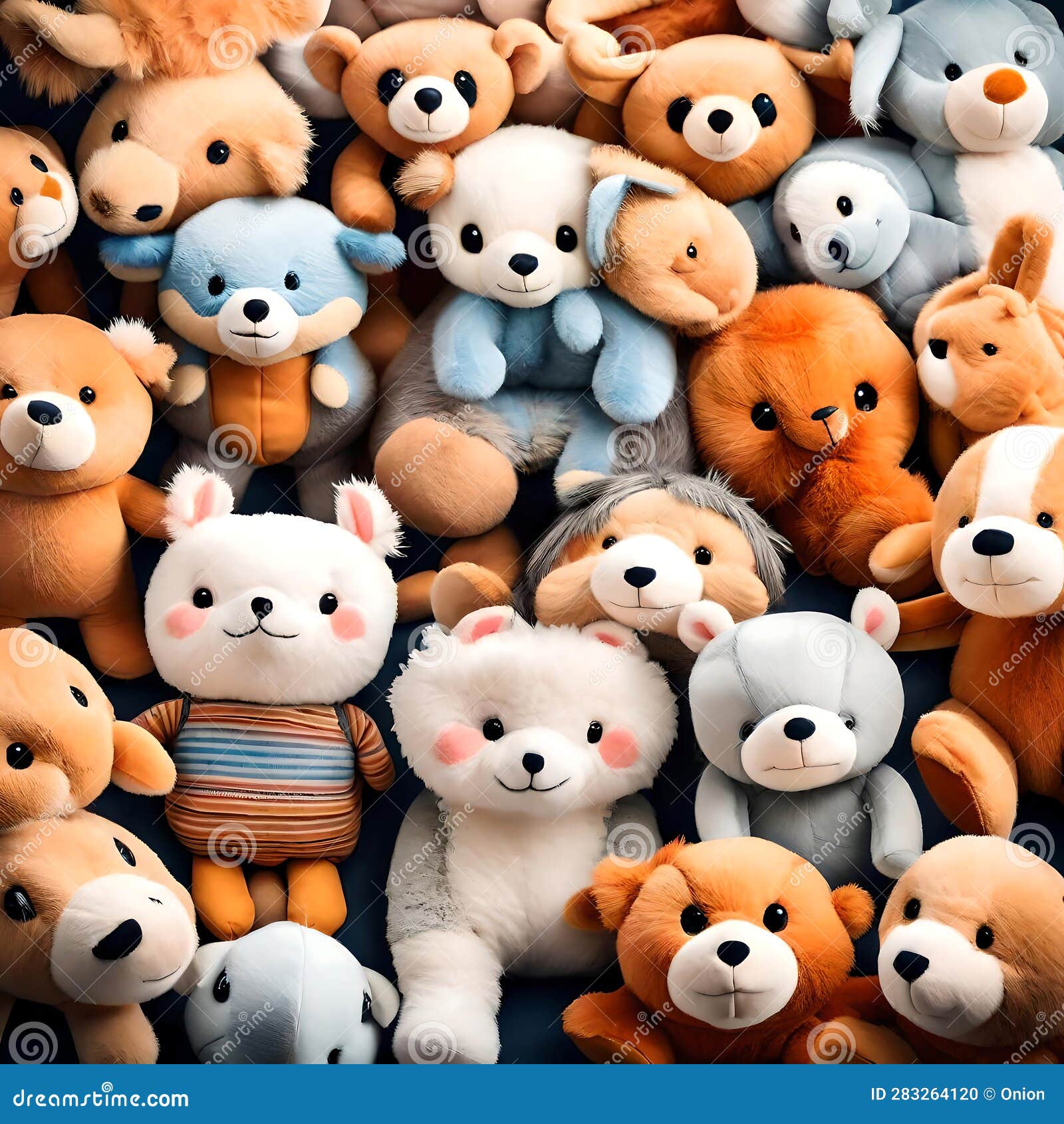 Cute Soft Toys Collection Ai Generated Image Stock Illustration