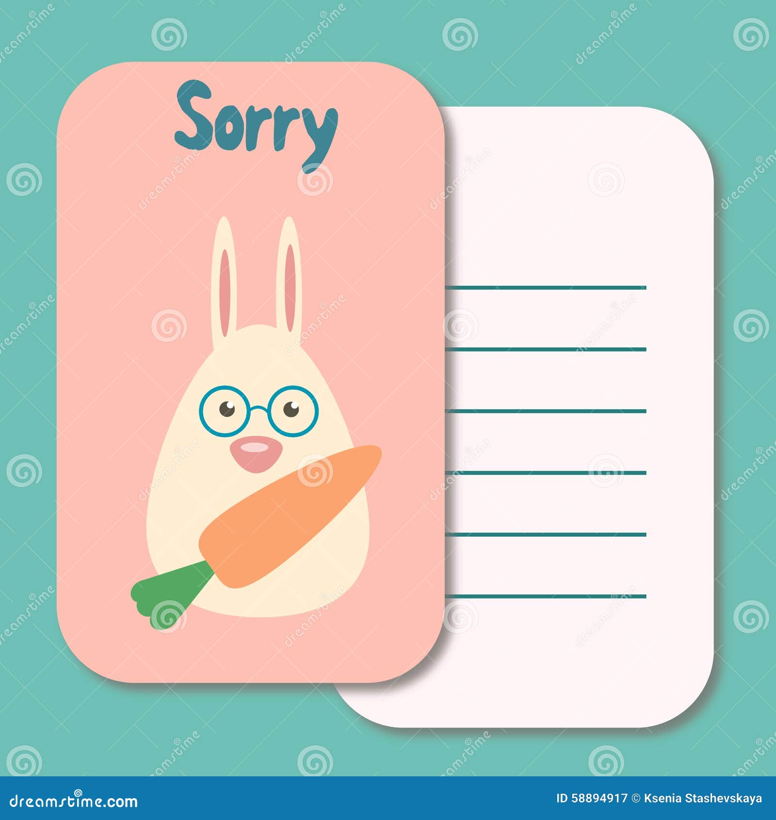 Cute sorry card stock illustration. Illustration of festive - 58894917