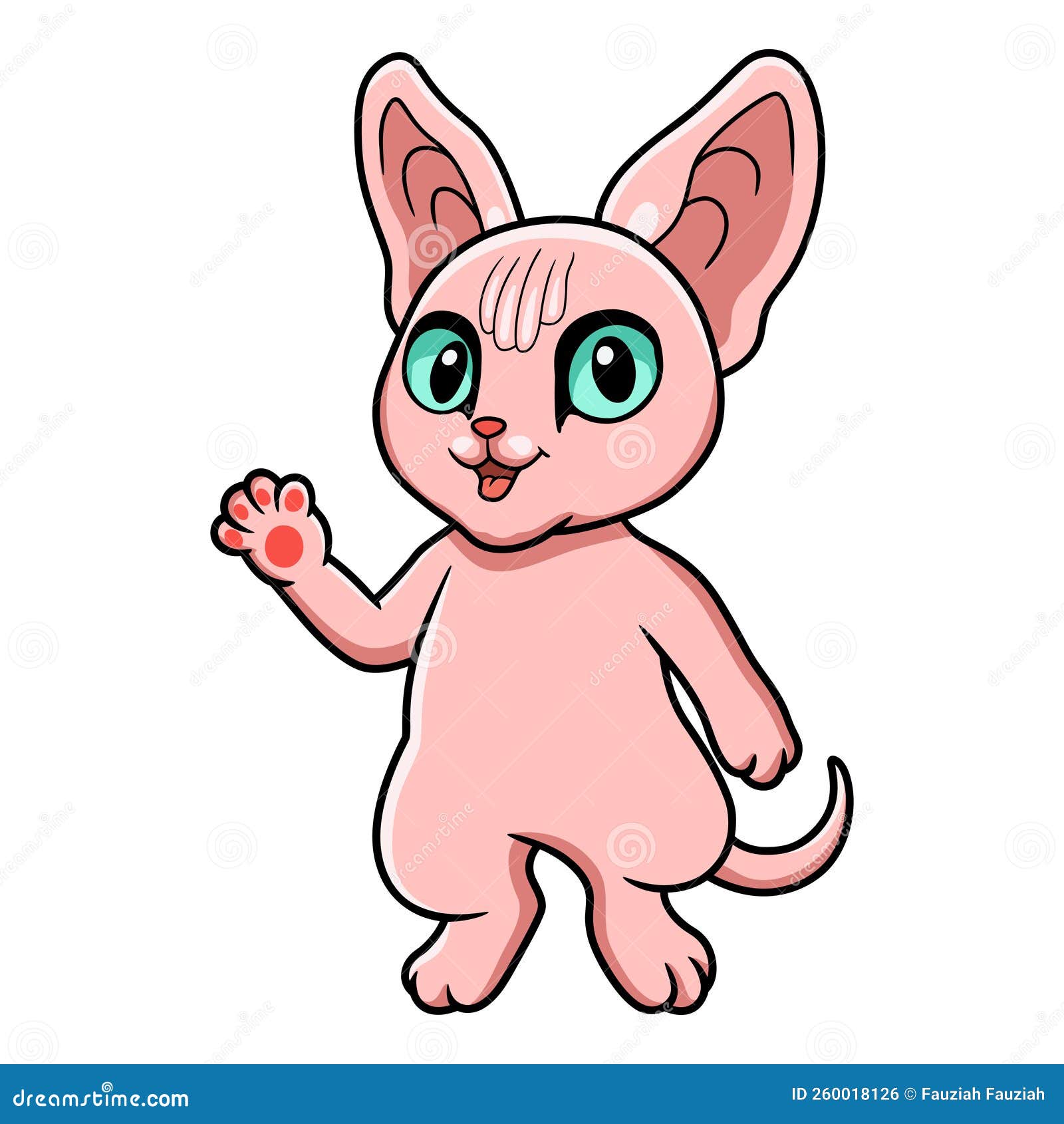 Cute Sphynx Cat Cartoon Waving Hand Stock Vector - Illustration of