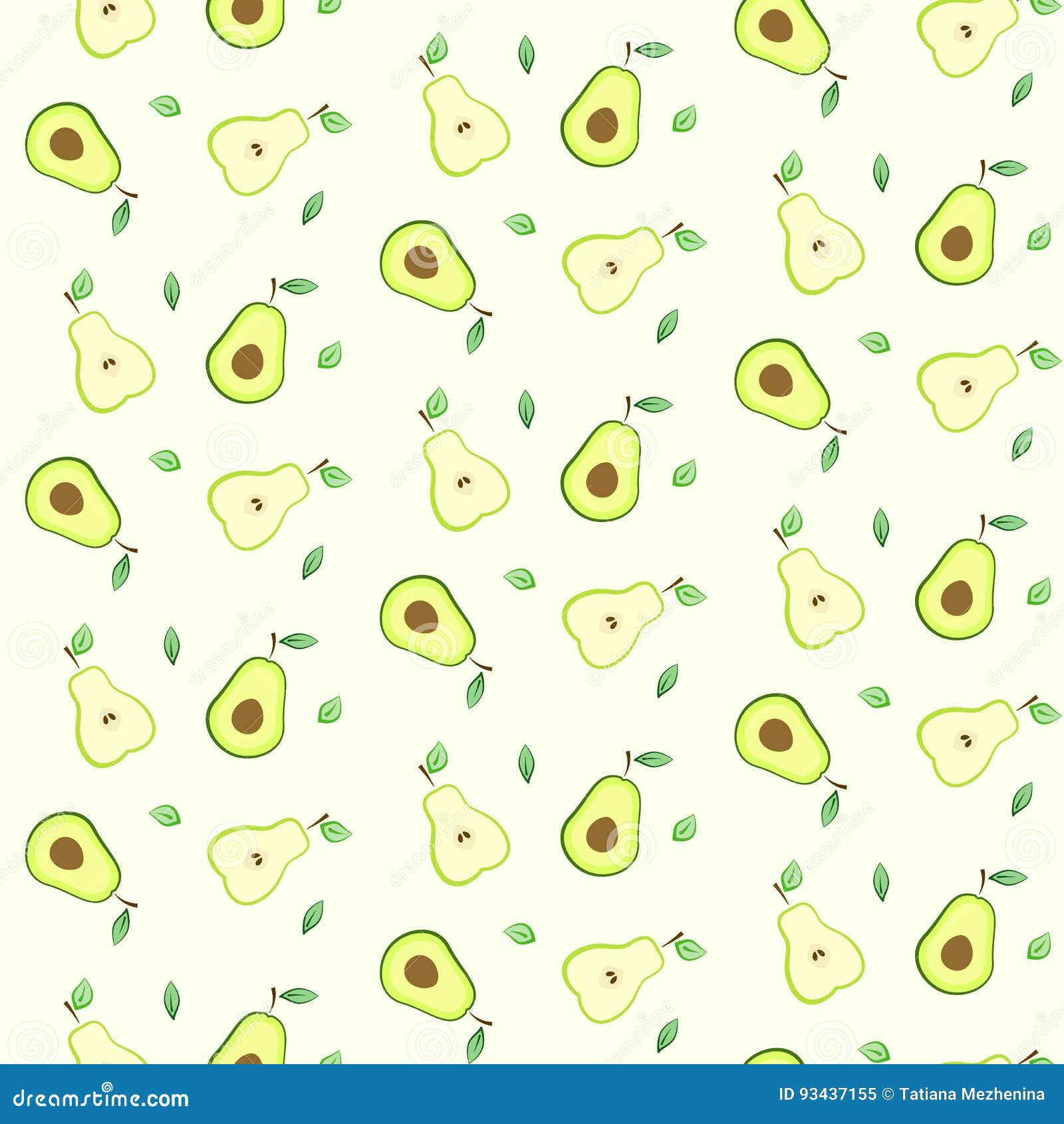 cute split in a half avocado and pear pattern