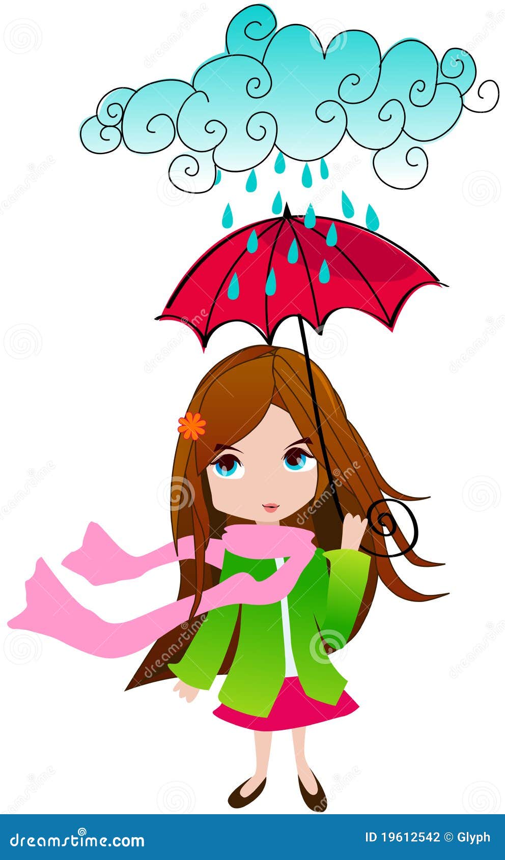 Cute Spring Girl with Umbrella Stock Vector - Illustration of play ...