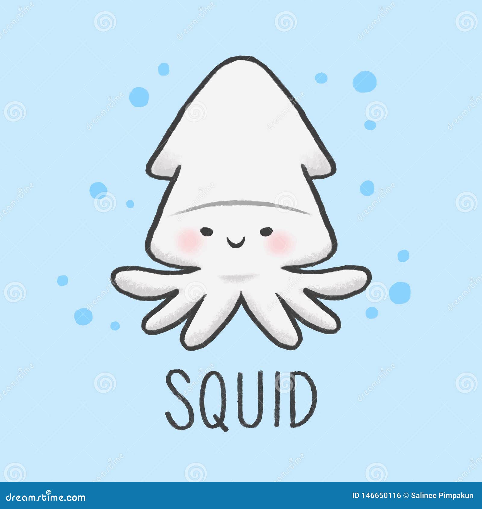 Cute Squid Cartoon Hand Drawn Style Stock Vector - Illustration of cartoon,  design: 146650116