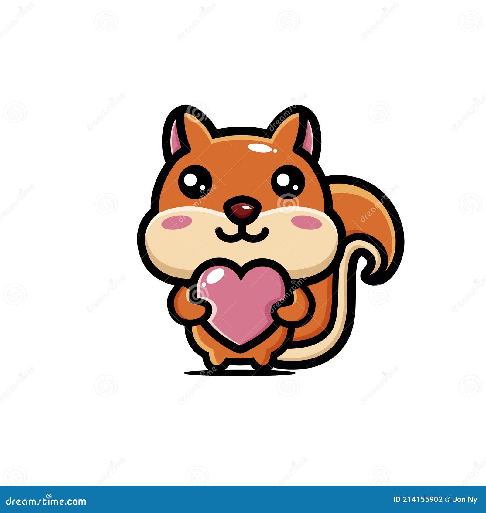 Cute Squirrel Animal Cartoon Character Holding a Love Heart Stock Vector -  Illustration of posing, mascot: 214155902