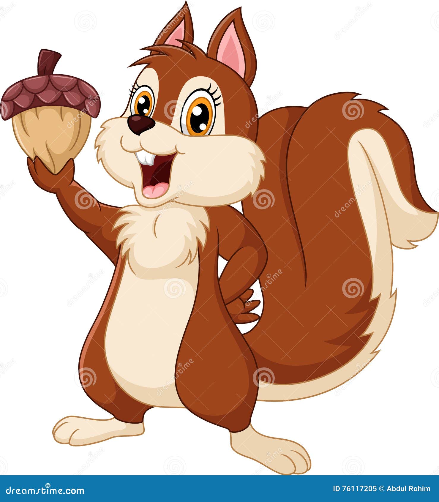 Cute Squirrel Cartoon Holding Acorn Stock Vector - Illustration of ...