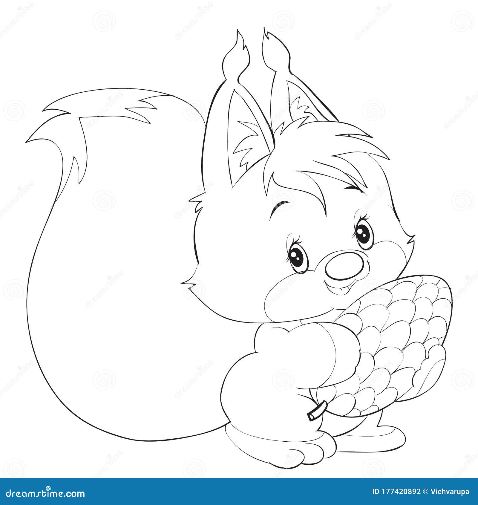 Cute Squirrel in Cartoon Style Holds a Big Bump in Its Paws, Coloring,  Outline Drawing, Isolated Object on a White Stock Vector - Illustration of  contour, profile: 177420892