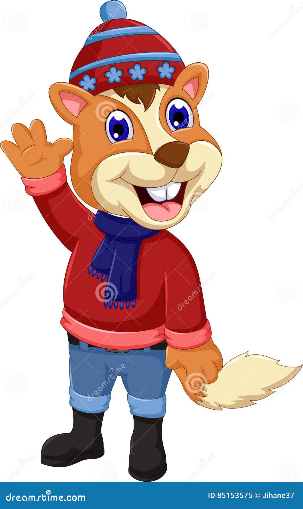 Cute Squirrel Cartoon Waving Stock Illustration Illustration of animal, critter 85153575
