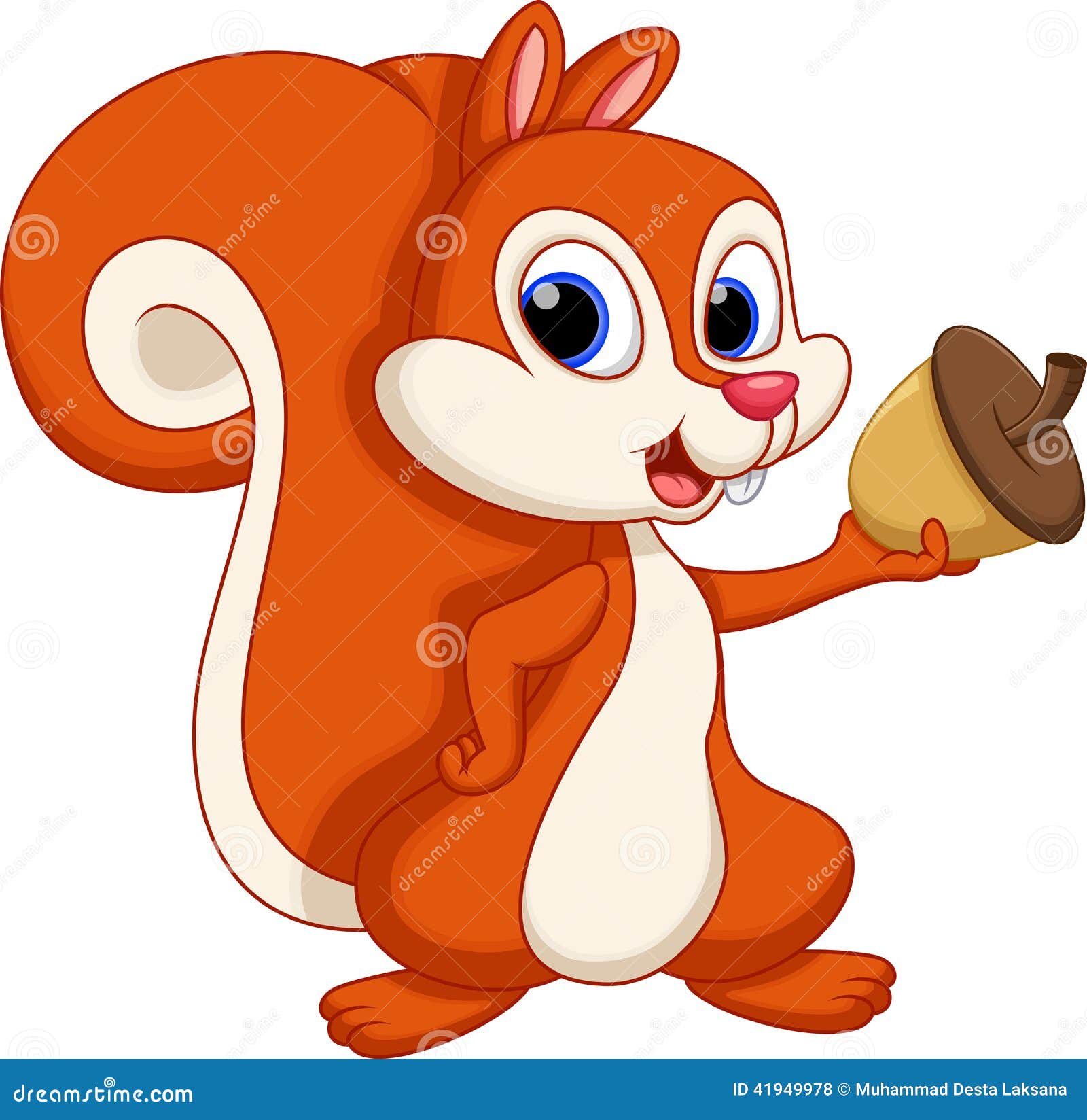 Cute Squirrel In Dress. Cartoon Kawaii Animal Character. Vector