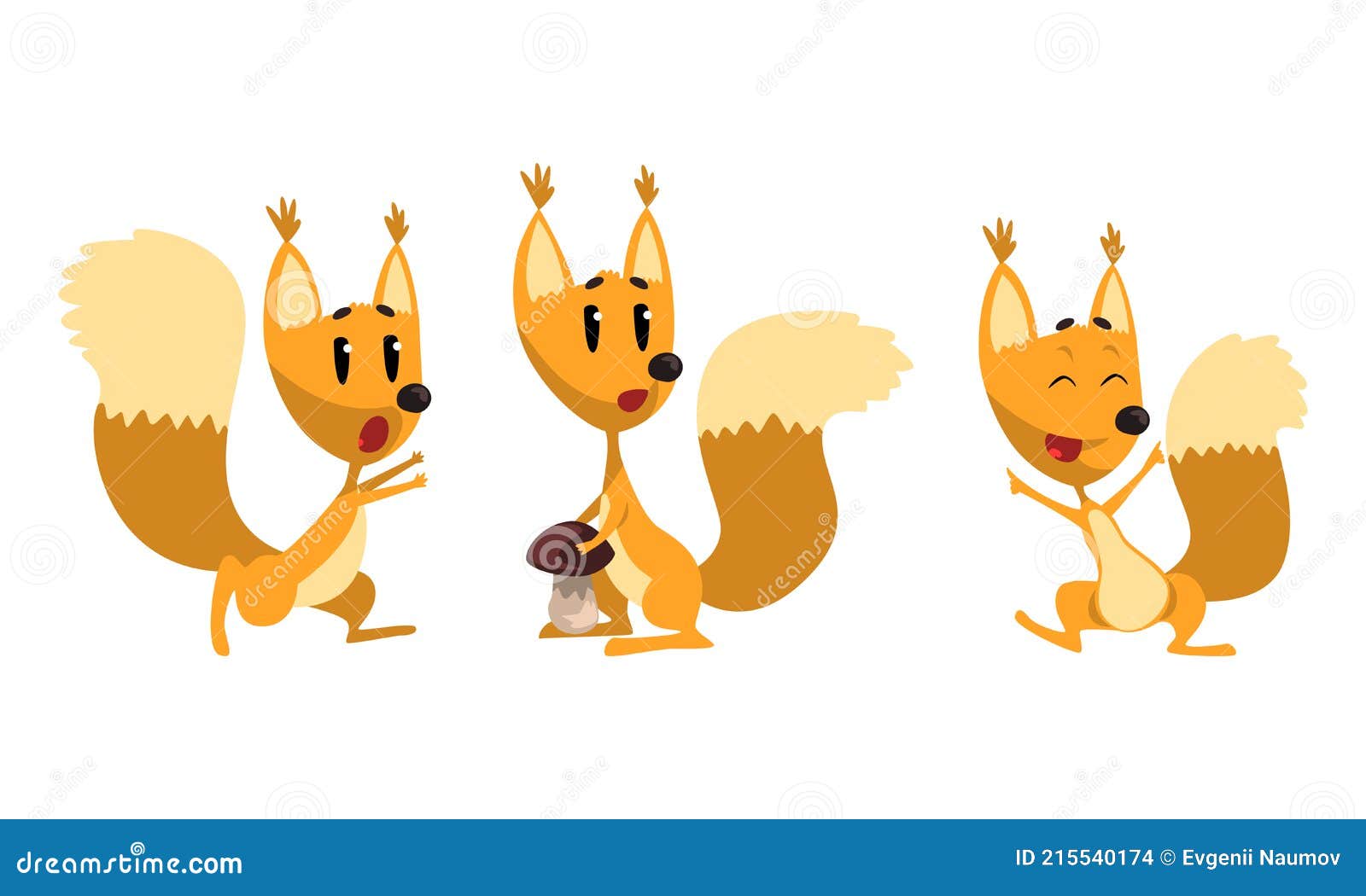 cute squirrel doing different activities set, funny wild animal character  