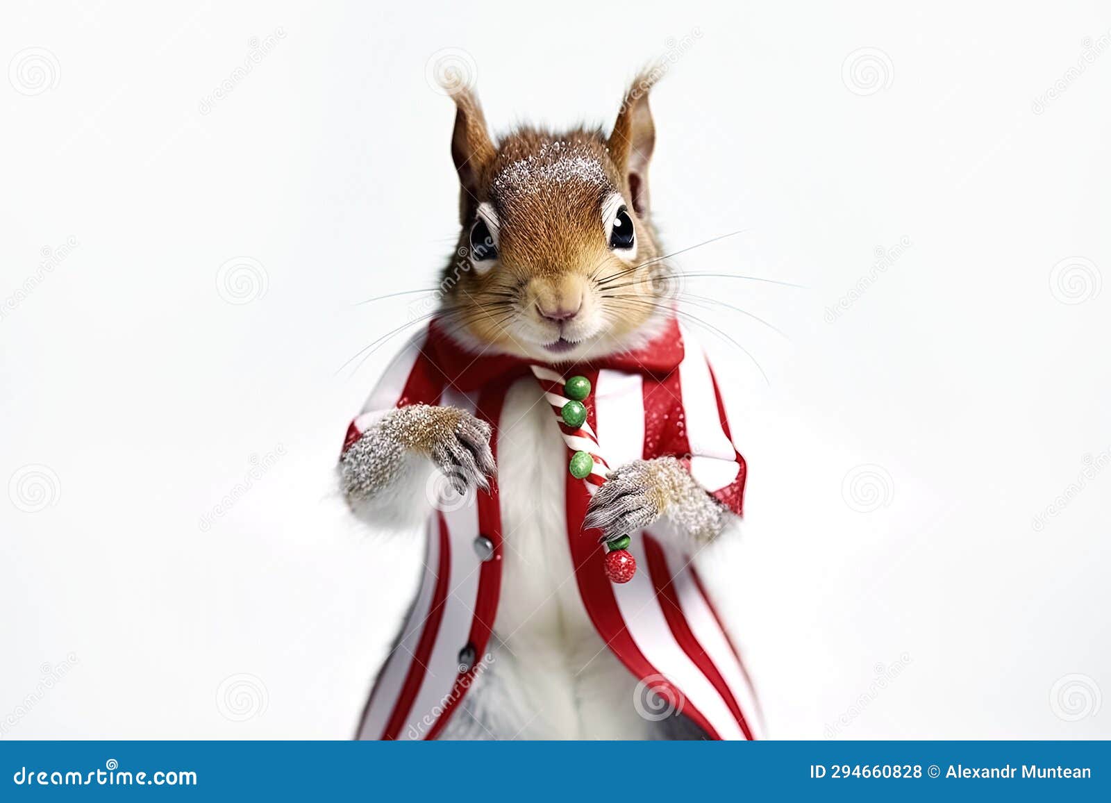 Cute Squirrel, Merry Christmas Greeting Card. Stock Illustration