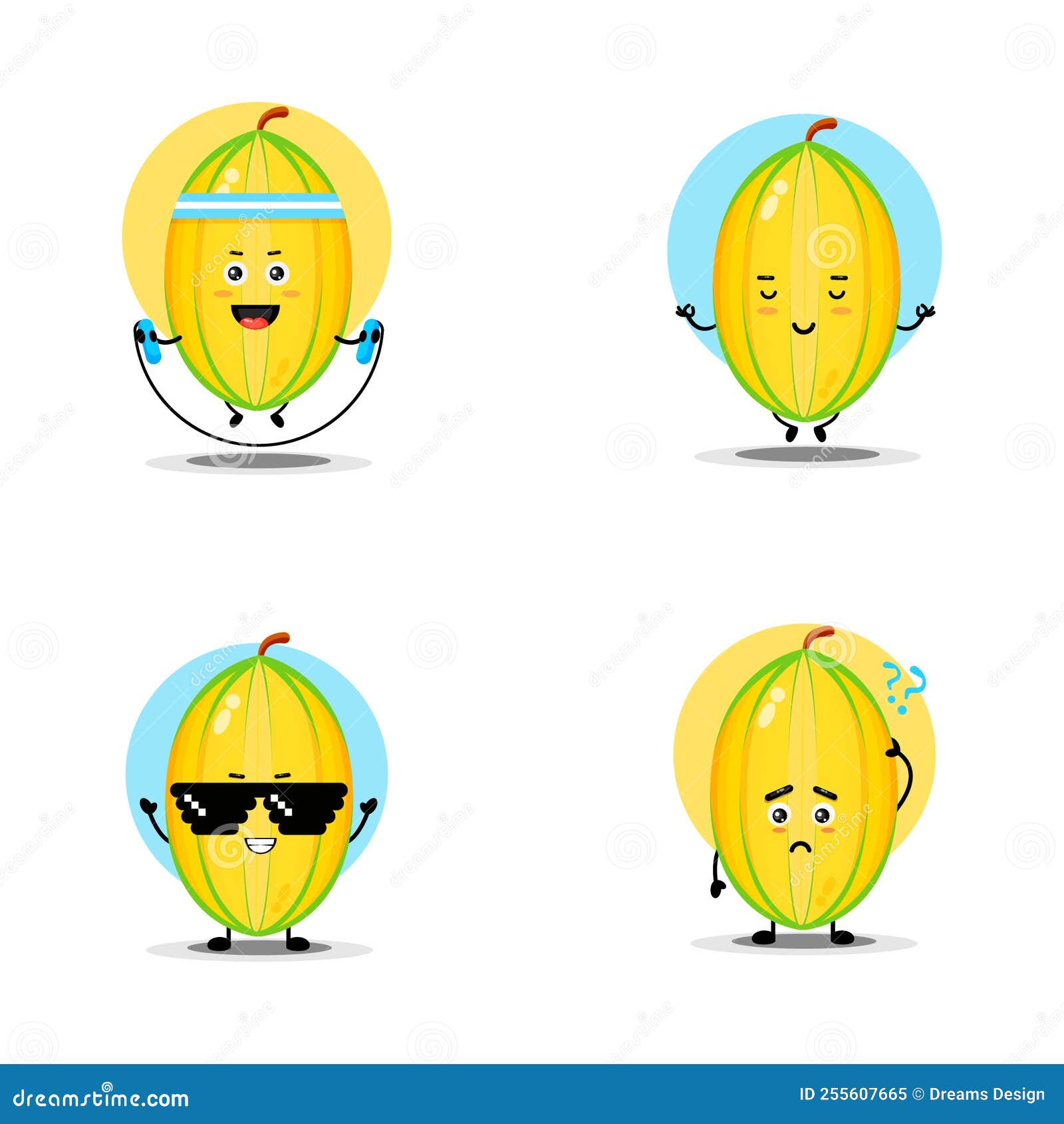 Cute Star Fruit Character Collection Stock Vector Illustration of kawaii, smile 255607665