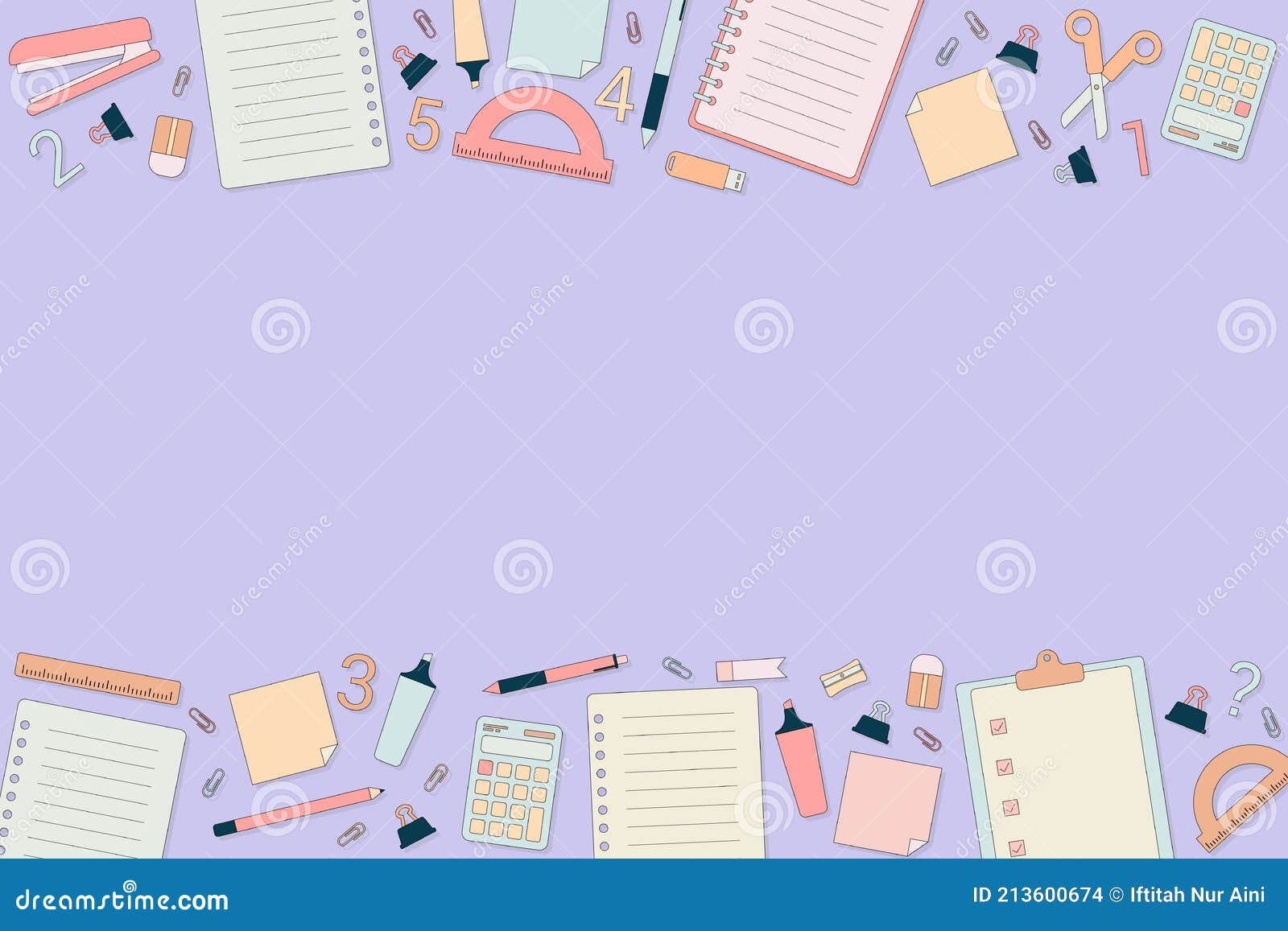 Cute Stationery Elements with Pastel Color Illustration Stock Vector