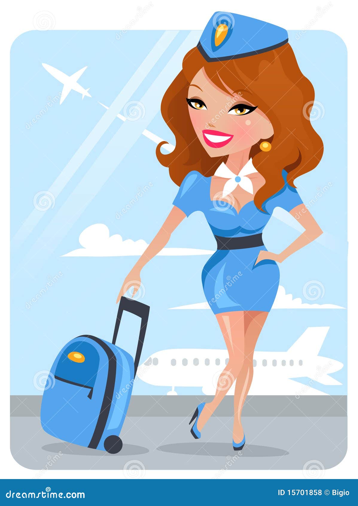 Cute Stewardess Stock Vector Illustration Of Woman Girl 15701858