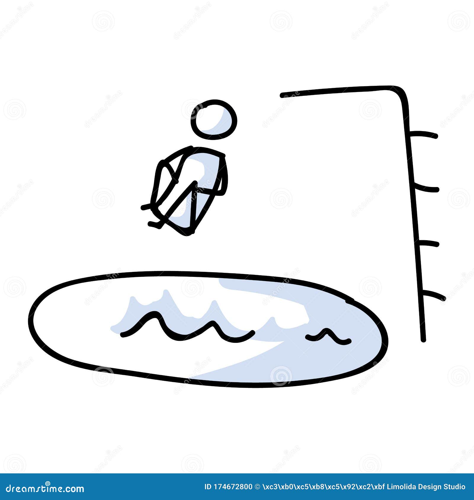 Cute Stick Figure Diver Diving Into Swimming Pool Vector Clipart | My ...