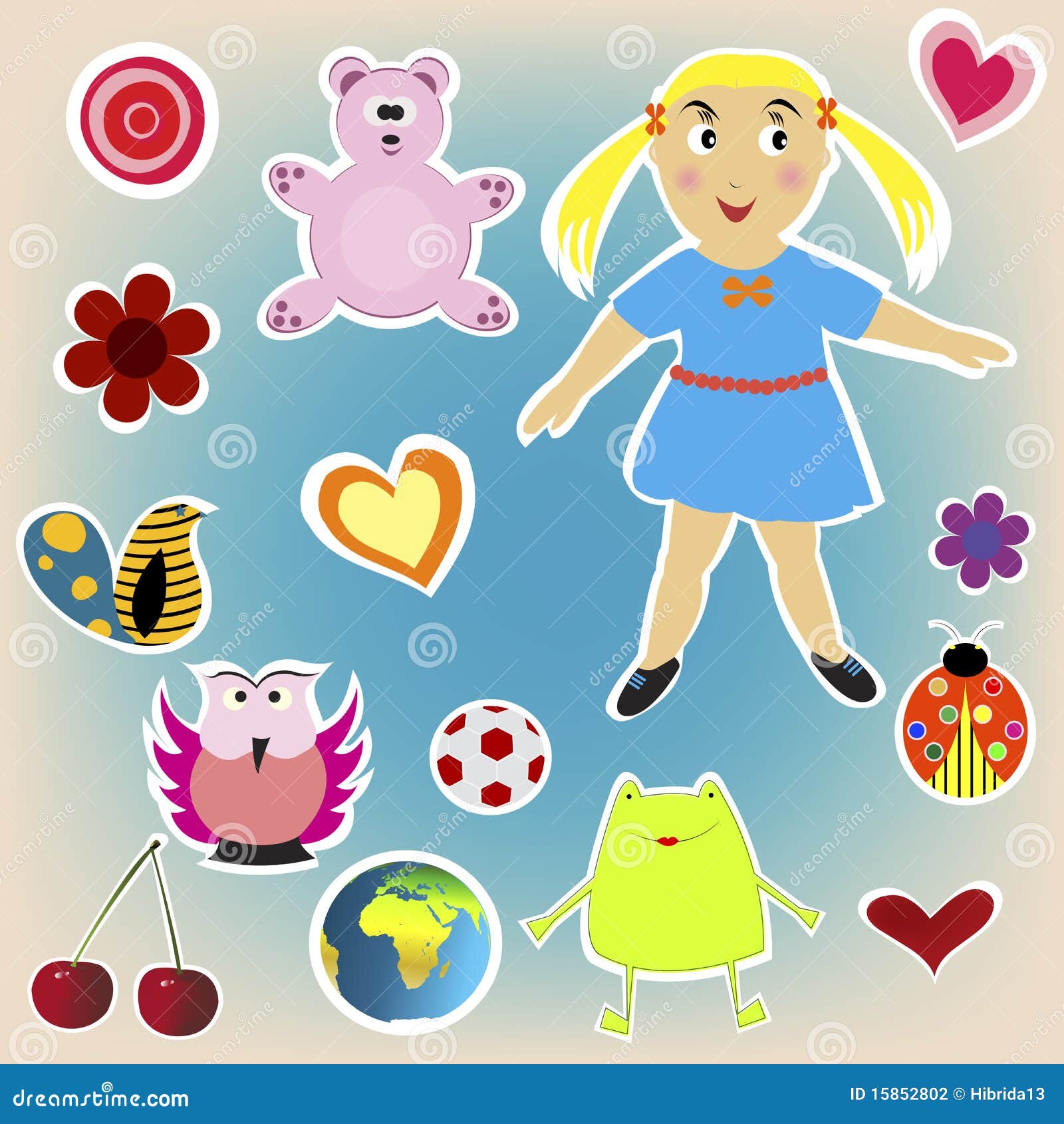 cute stickers stock illustration illustration of bunch 15852802