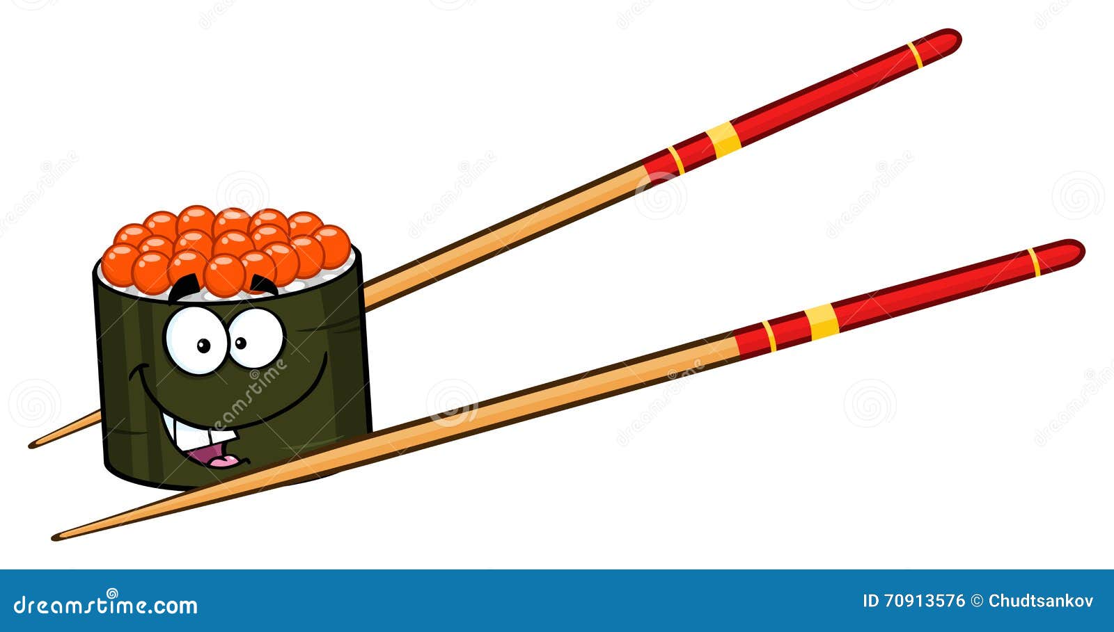Cute Sushi Roll Cartoon Mascot Character Stock Illustration - Image