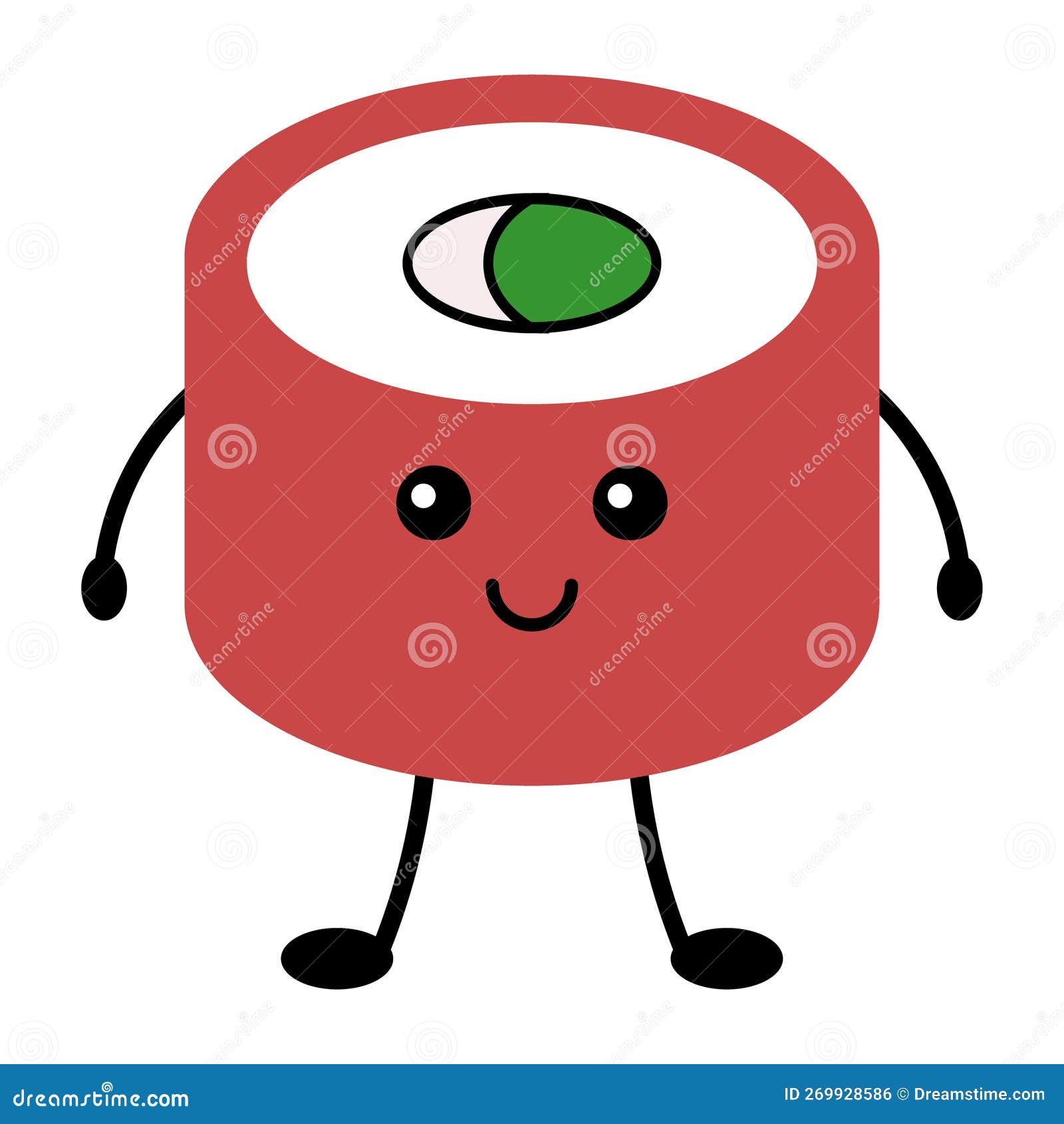 Cute Sushi Roll Smiling, Vector Stock Vector - Illustration of kitchen ...