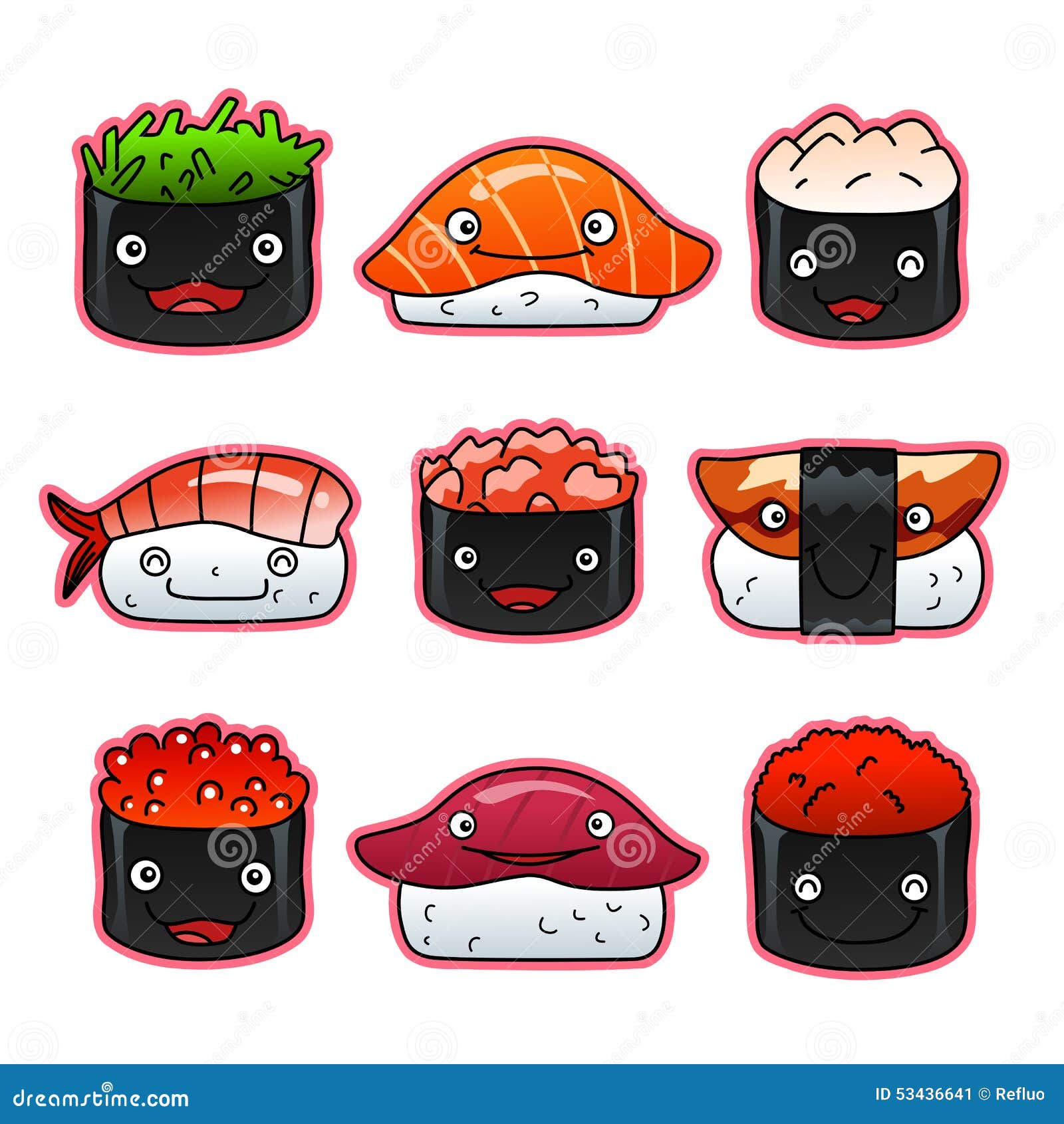 Cute Sushi Set Stock Vector Illustration Of Humor Seaweed