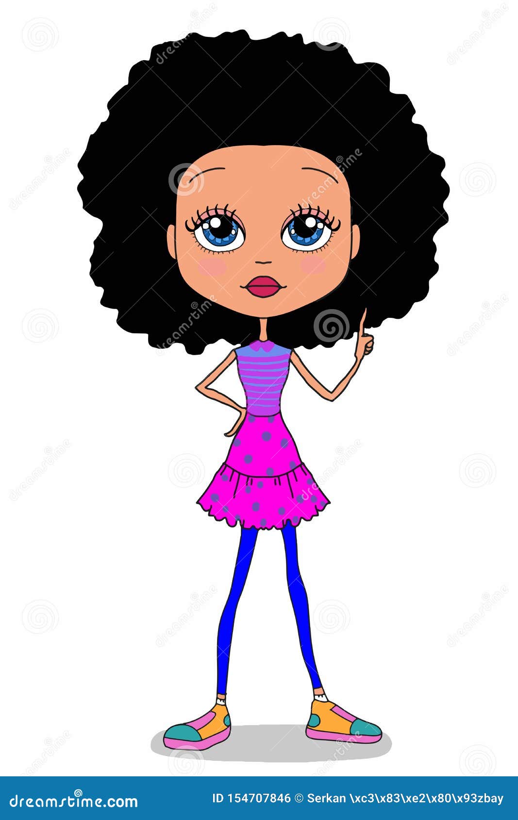 Cute Sweet Cartoon Curly Hair Girl Characters Illustration Drawing White  Background Stock Vector - Illustration of cartoon, characters: 154707846