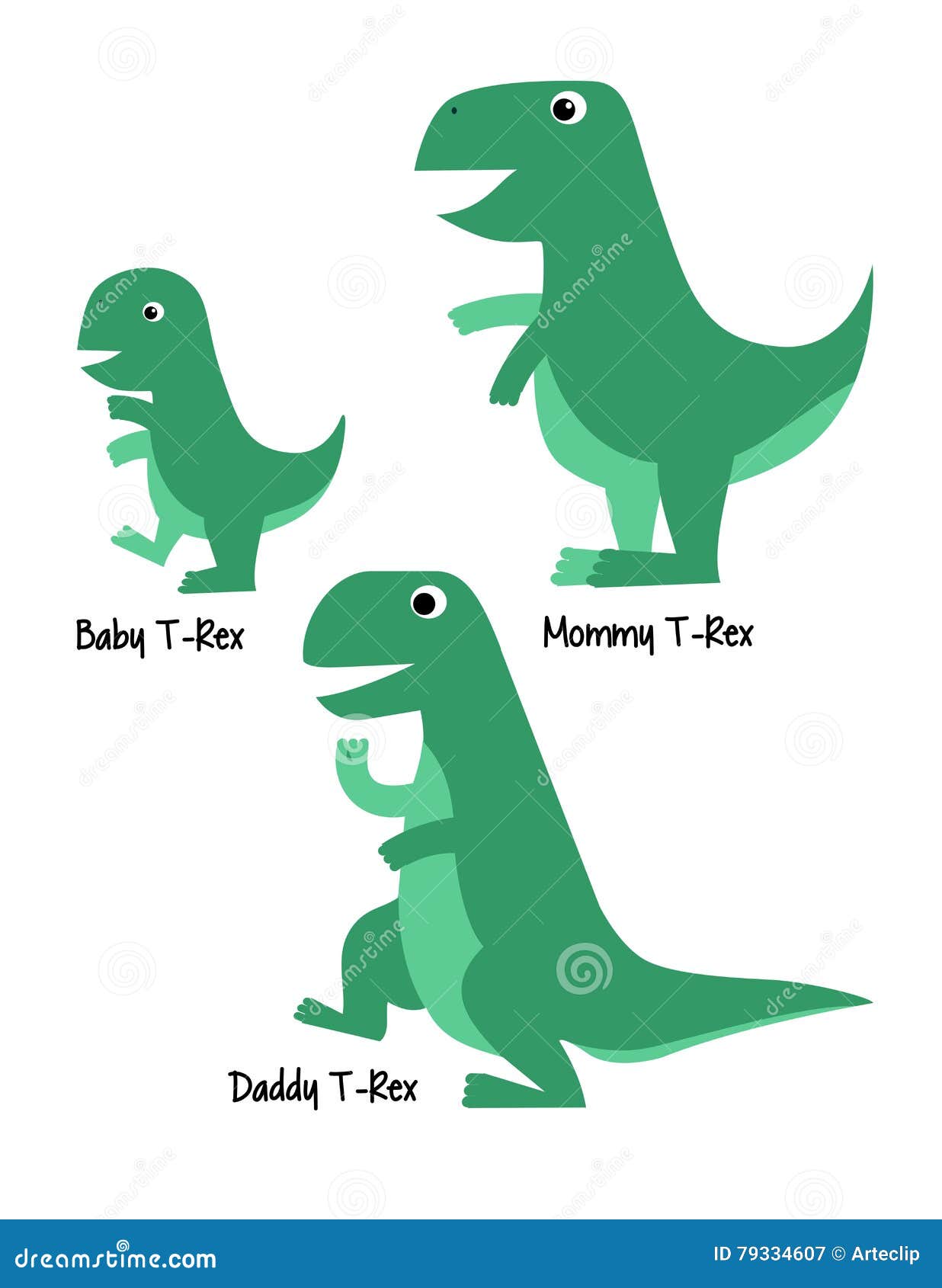 Download Cute T- Rex Family stock vector. Illustration of ...