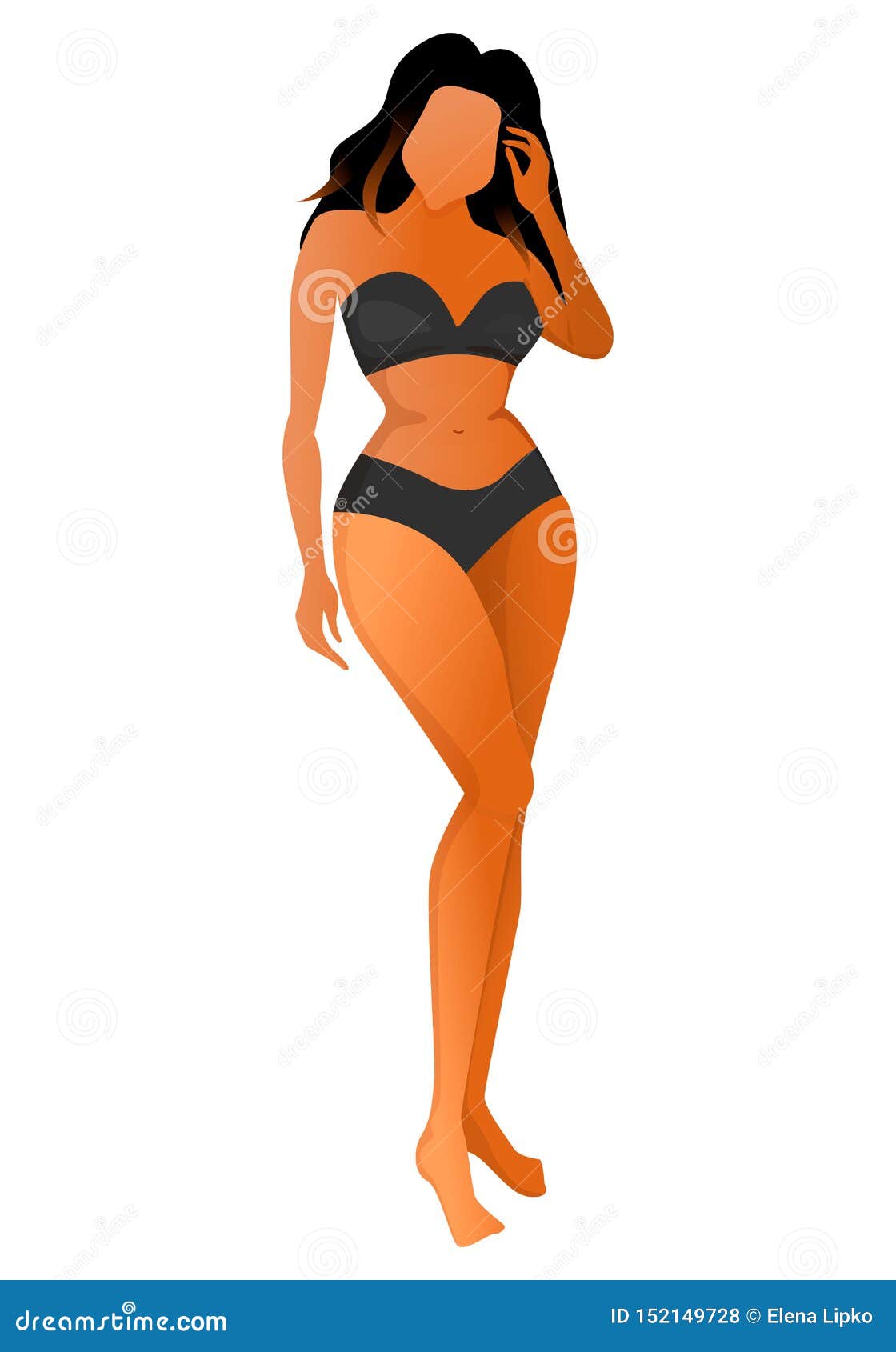 Cute Tanned Woman Dressed in Underwear. Vector Illustration. Stock Vector -  Illustration of healthy, overweight: 152149728