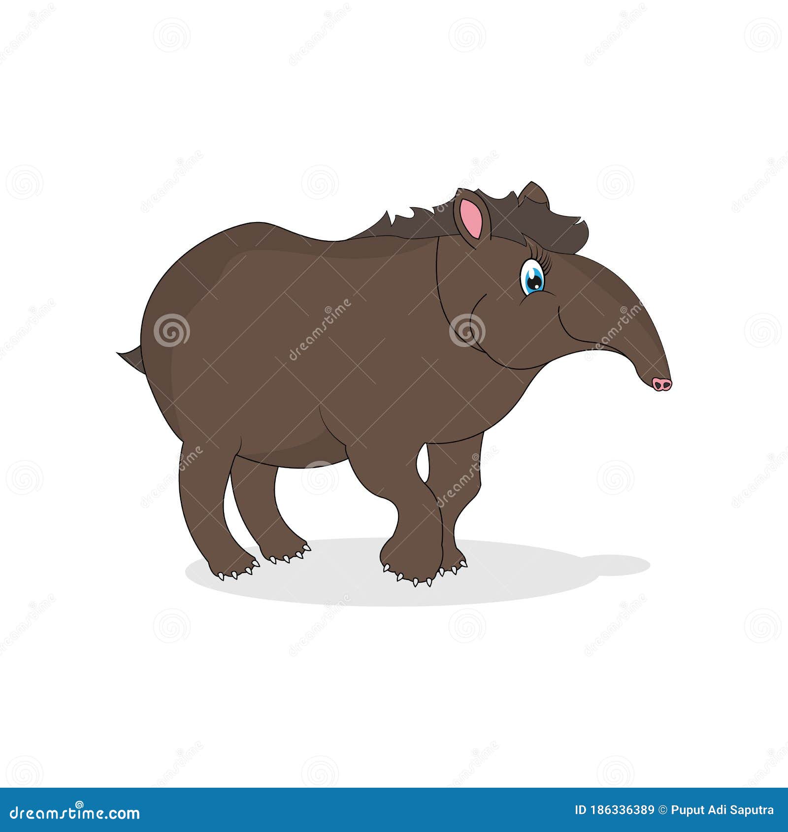 Cute Tapir Animal Illustration Design Stock Vector - Illustration of