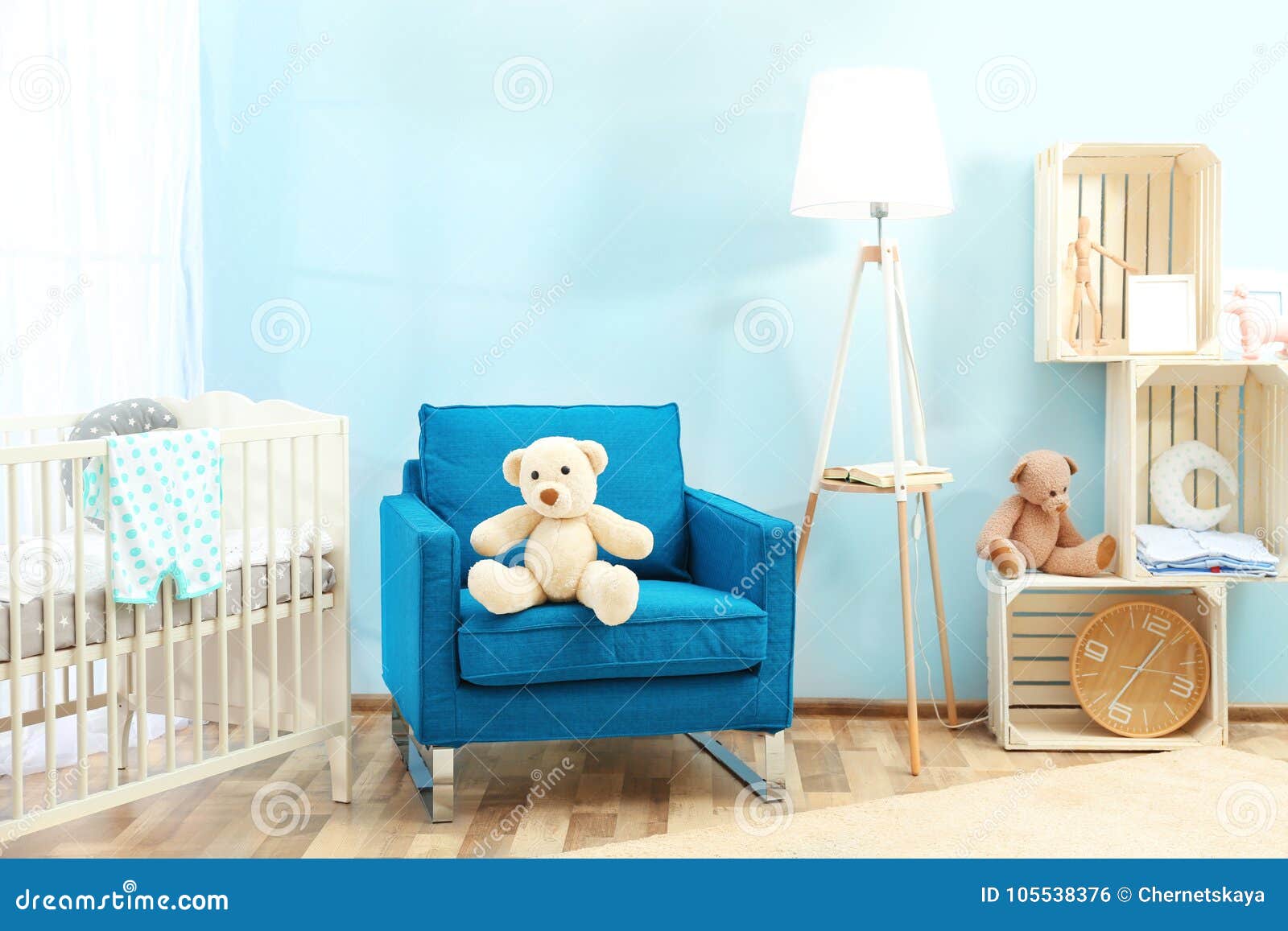 baby blue armchair