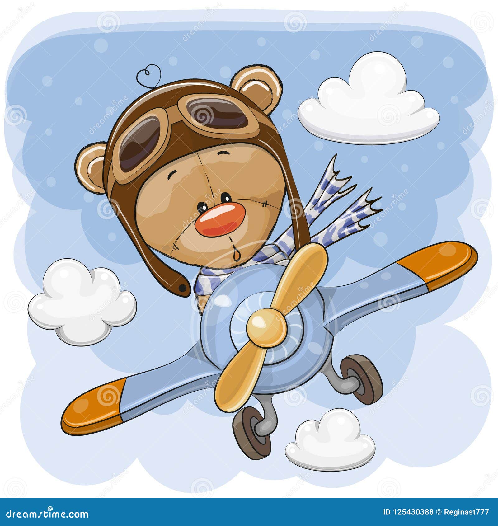 cute teddy bear is flying on a plane