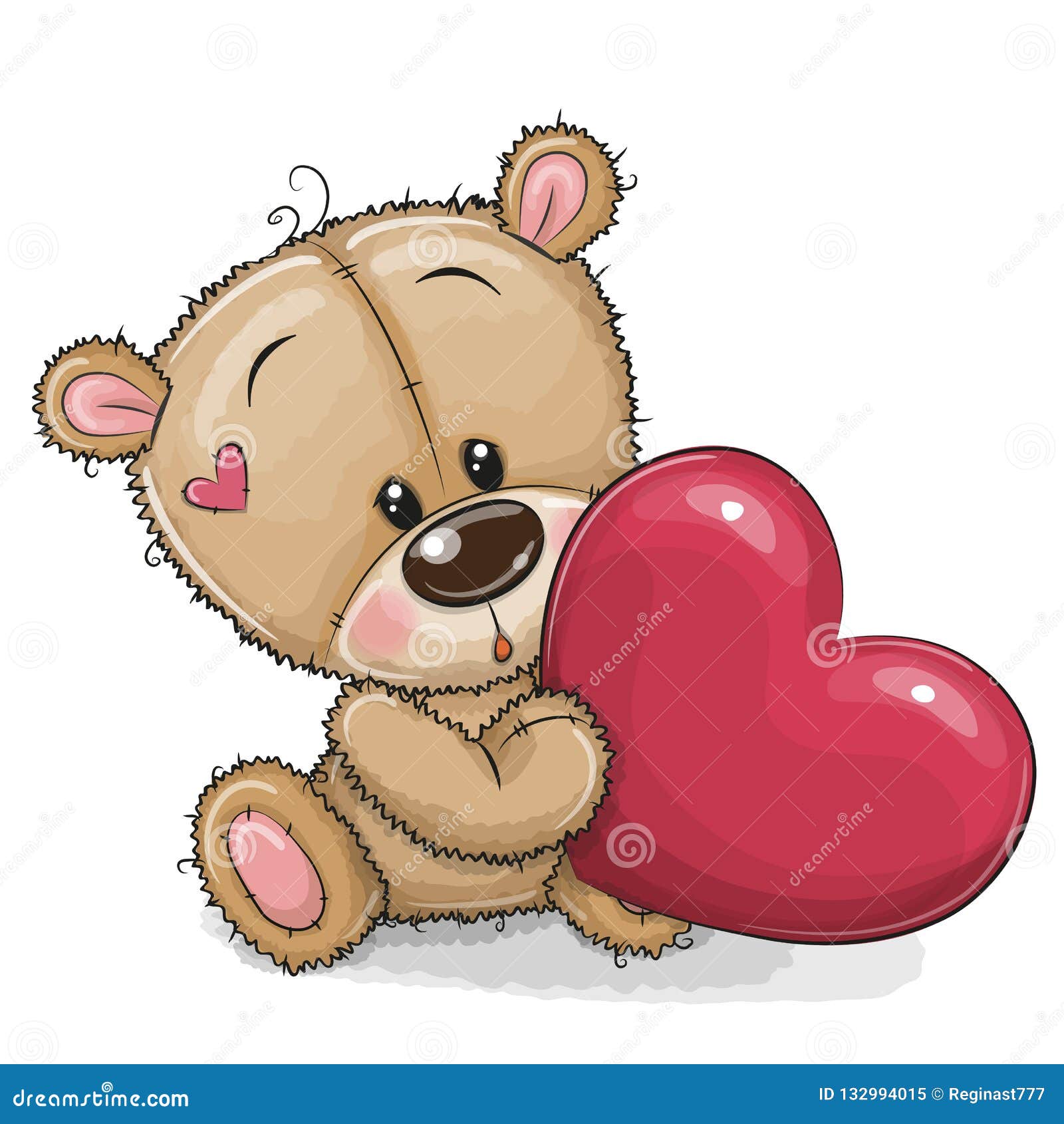 Cute Teddy Bear with heart stock vector. Illustration of baby - 132994015
