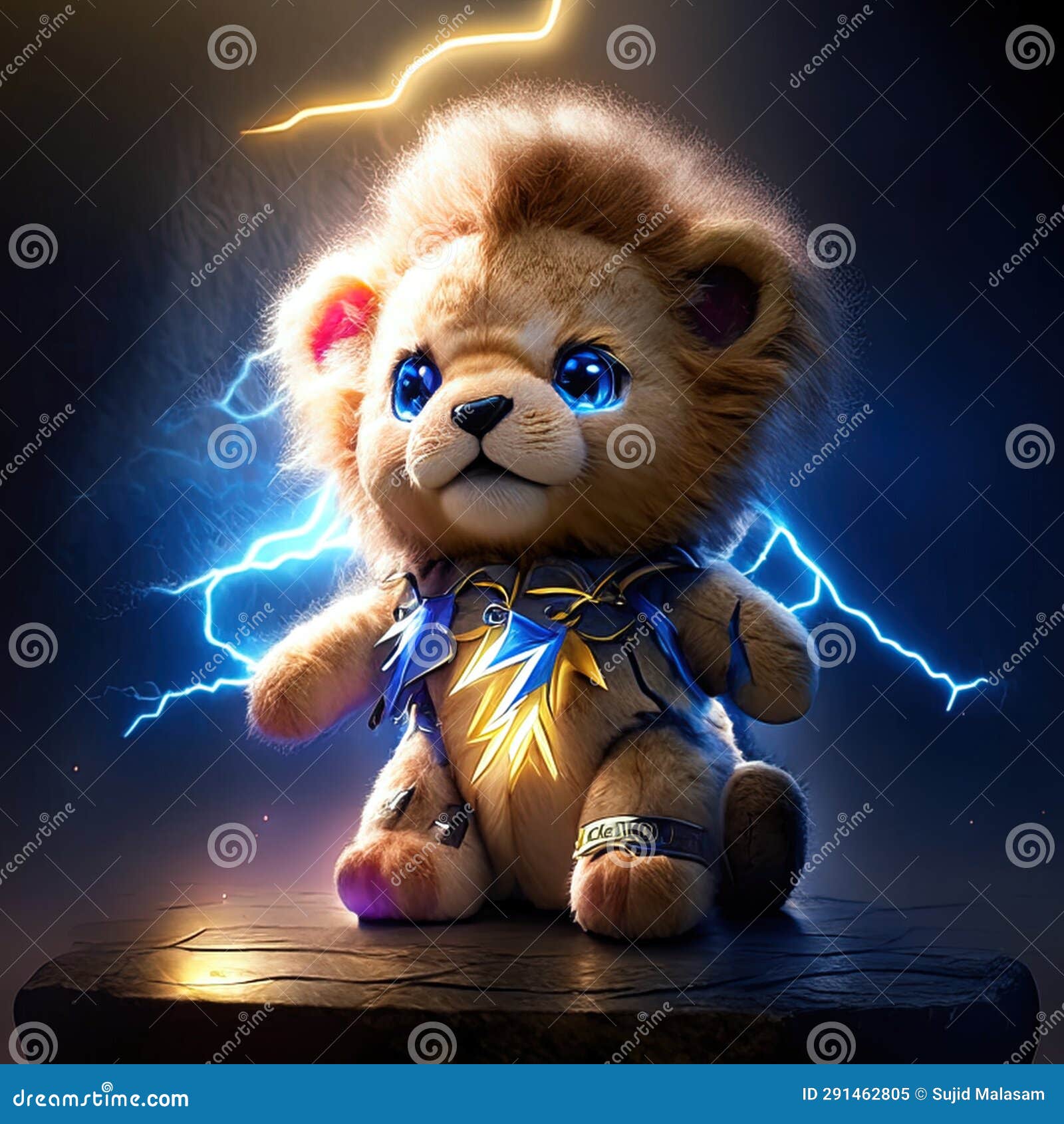 Cute Teddy Bear with Lightning in the Dark 3d Rendering Generative AI Animal Ai Stock Illustration Illustration of generative animal 291462805