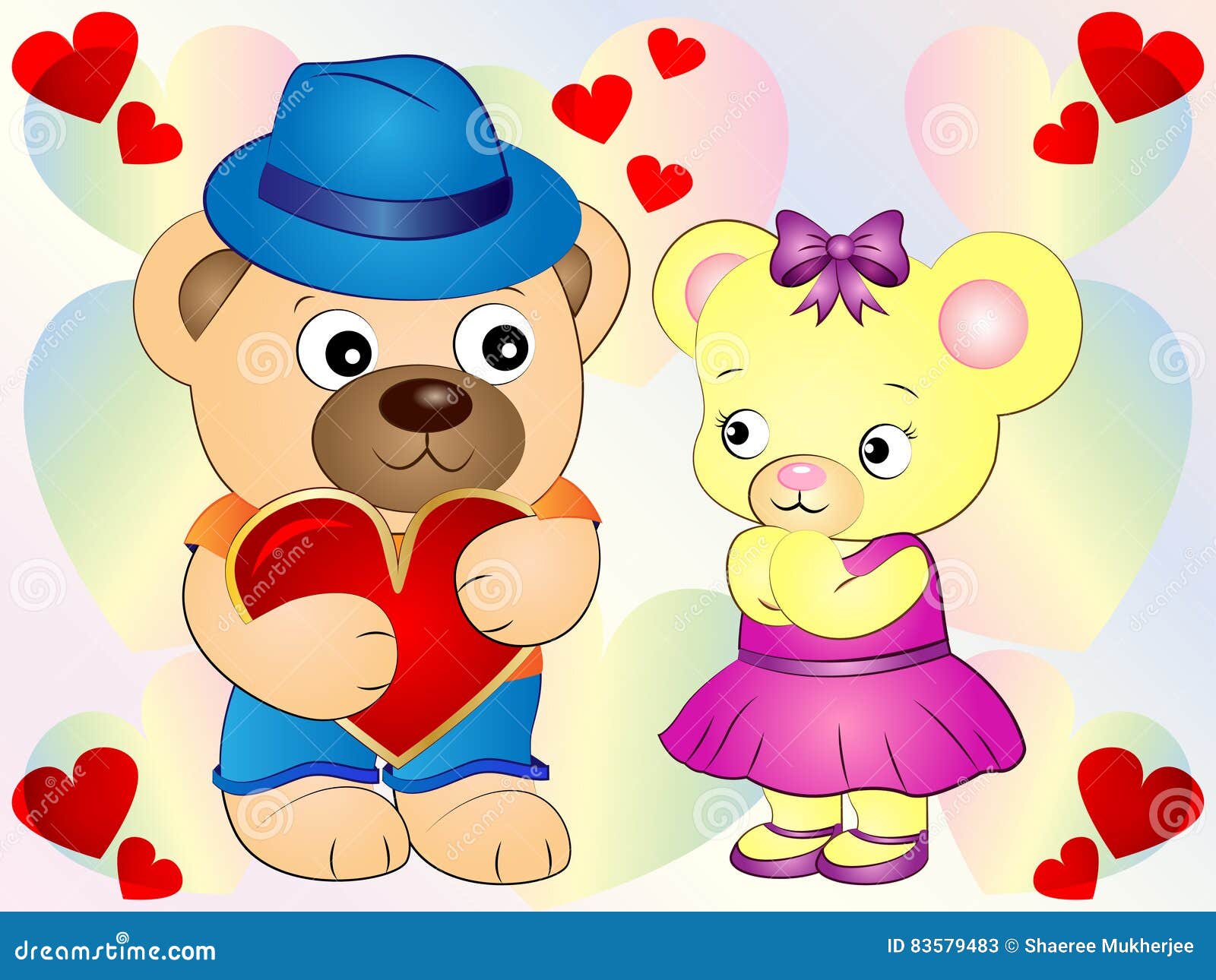 Cute Teddy Bear Love Wallpaper Stock Vector - Illustration of cute ...