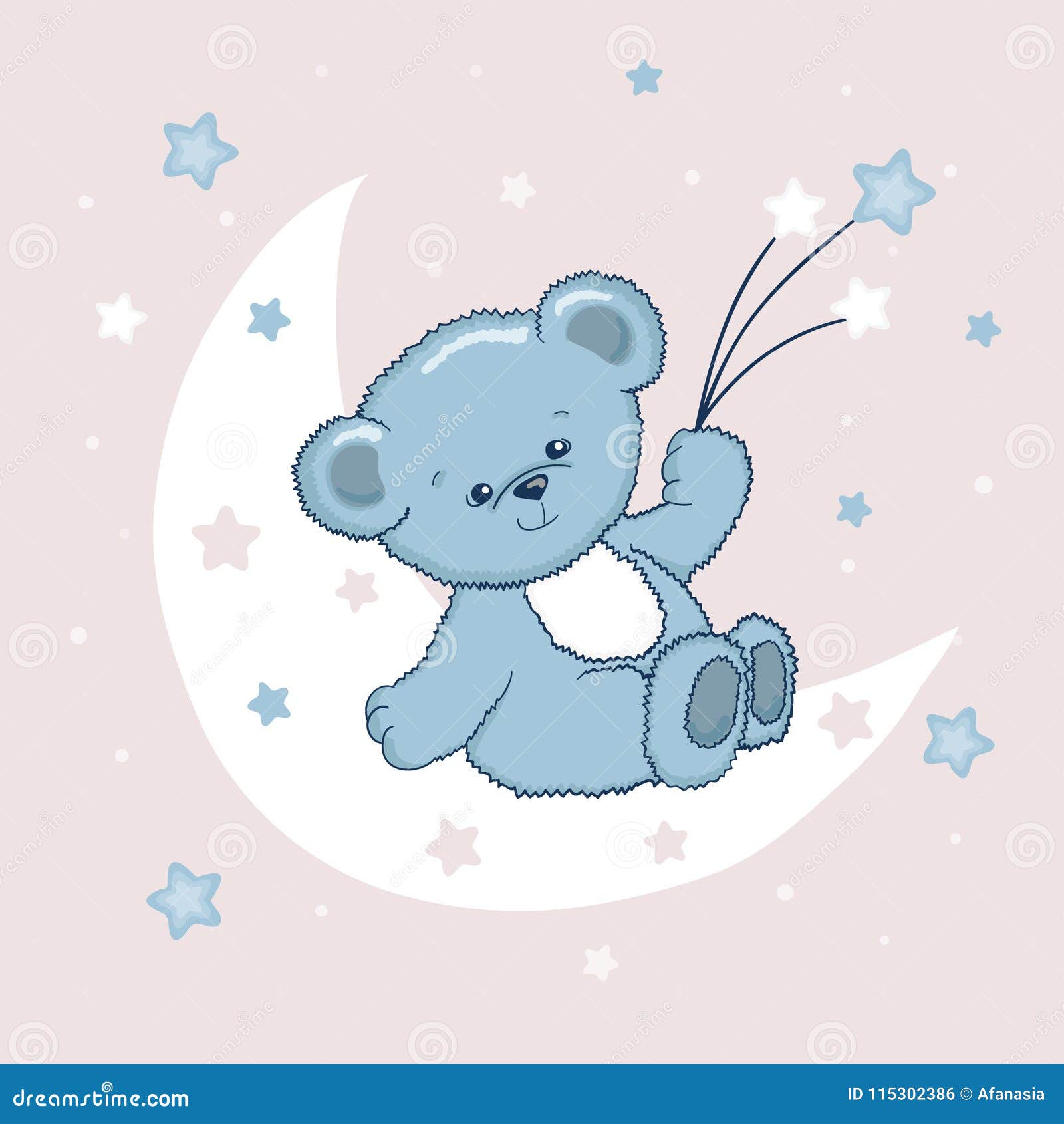 Cute Teddy Bear on the Moon. Sweet Dreams Stock Vector ...