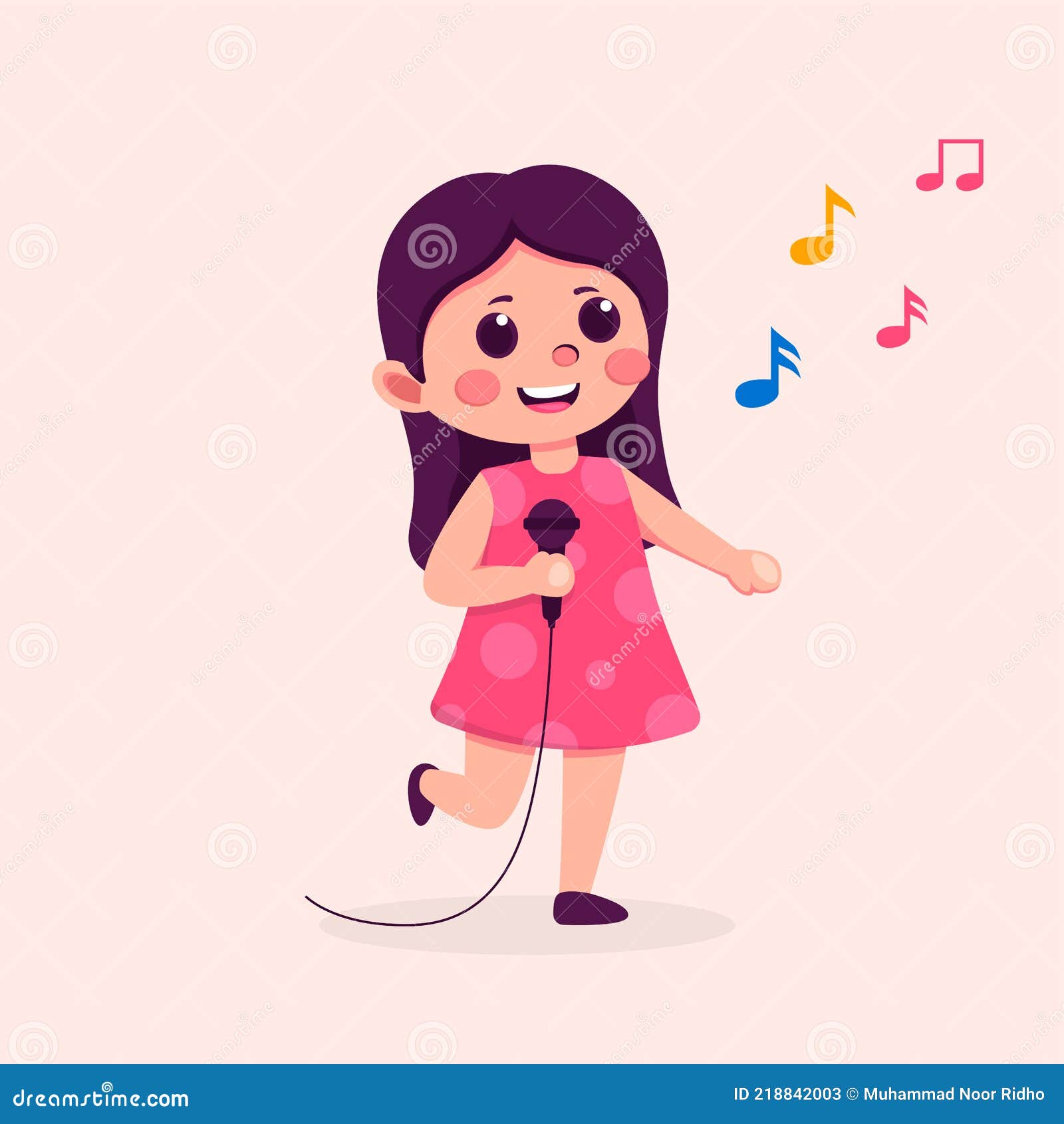 Cute Teen Girl Cartoon Character Singing Song, Flat Vector Illustration  Stock Vector - Illustration of music, avatar: 218842003