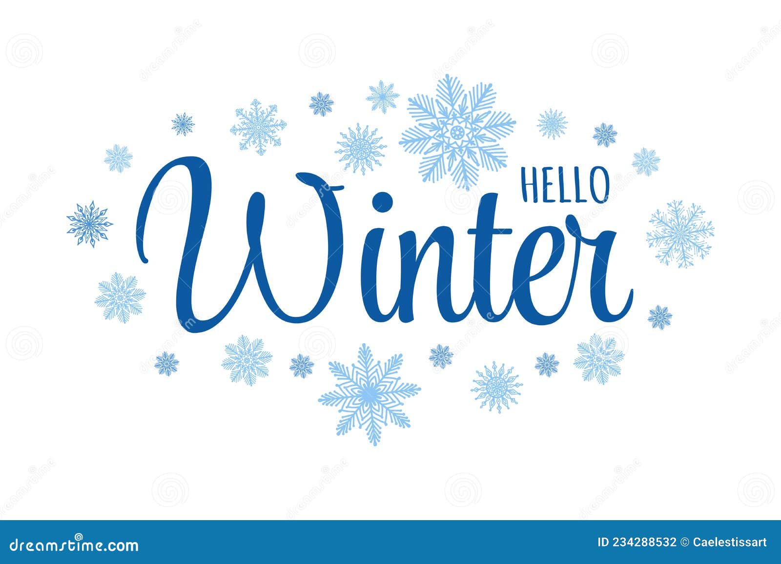 Cute Text Cursive Calligraphy Lettering - Hello Winter. Seasonal ...