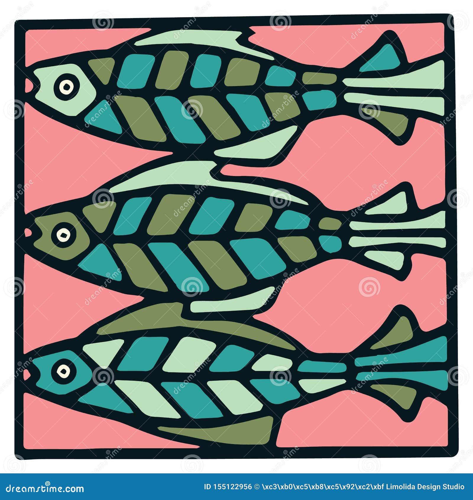 Download Cute Three Salmon Fish Tile Clipart. Colorful Decorative ...