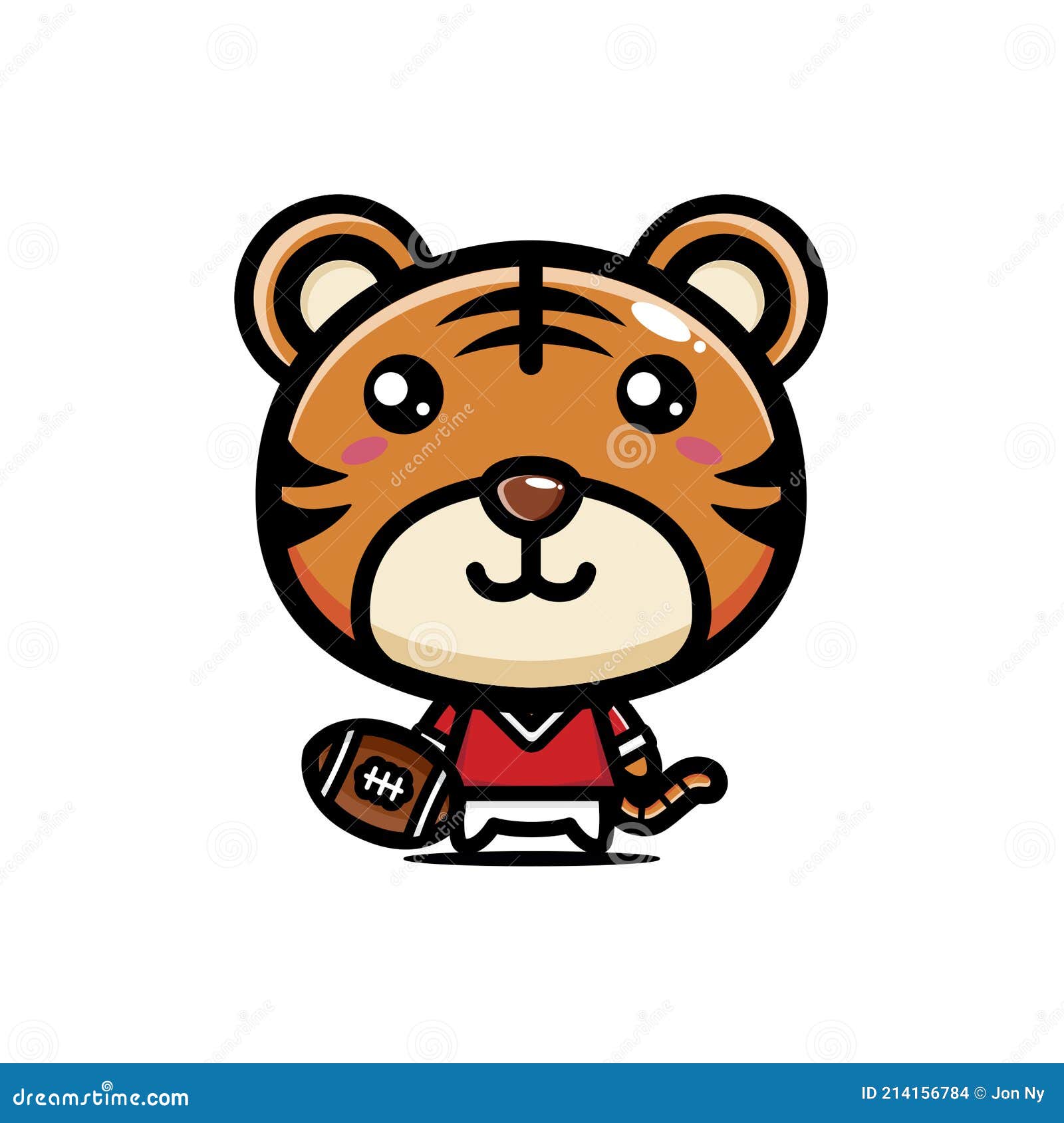 Cute Tiger Animal Cartoon Character Become American Football Player Stock  Vector - Illustration of icon, characters: 214156784