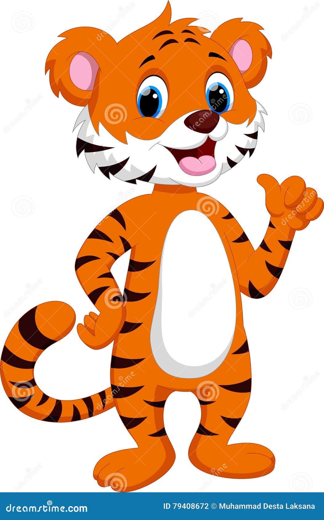 Cute Tiger Cartoon Giving Thumb Up Stock Illustration ...