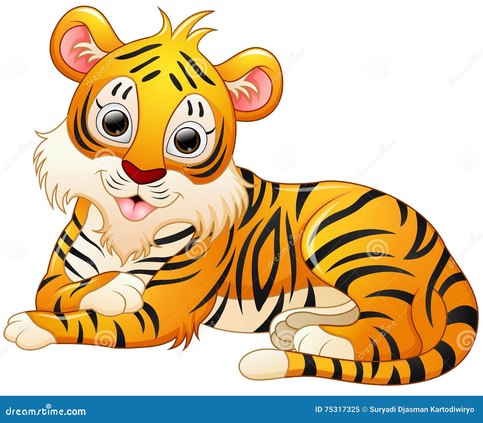 Cute Tiger Cartoon Lay Down Stock Vector - Illustration of isolated