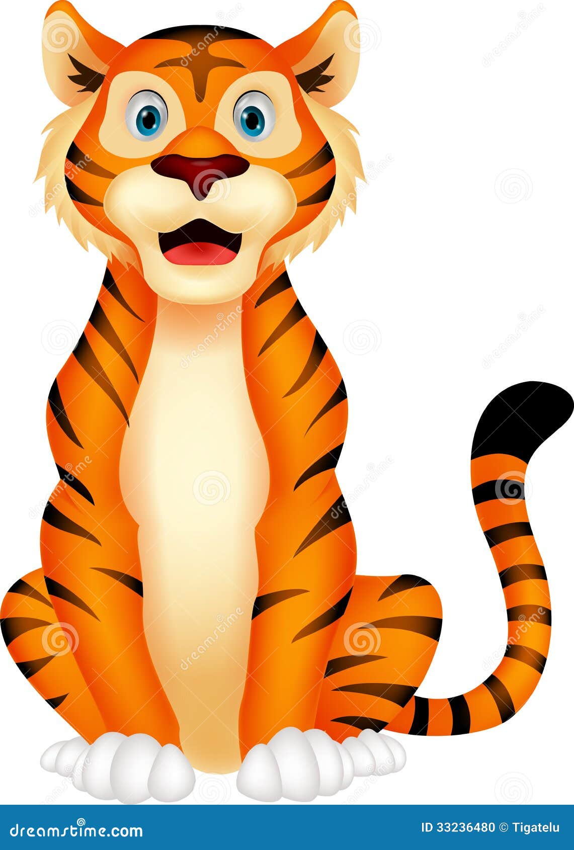 Cute tiger cartoon sitting stock vector. Illustration of sports ...