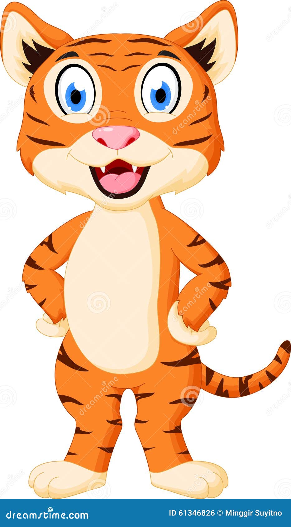 Cute Tiger Cartoon Standing Stock Vector - Illustration of beast ...