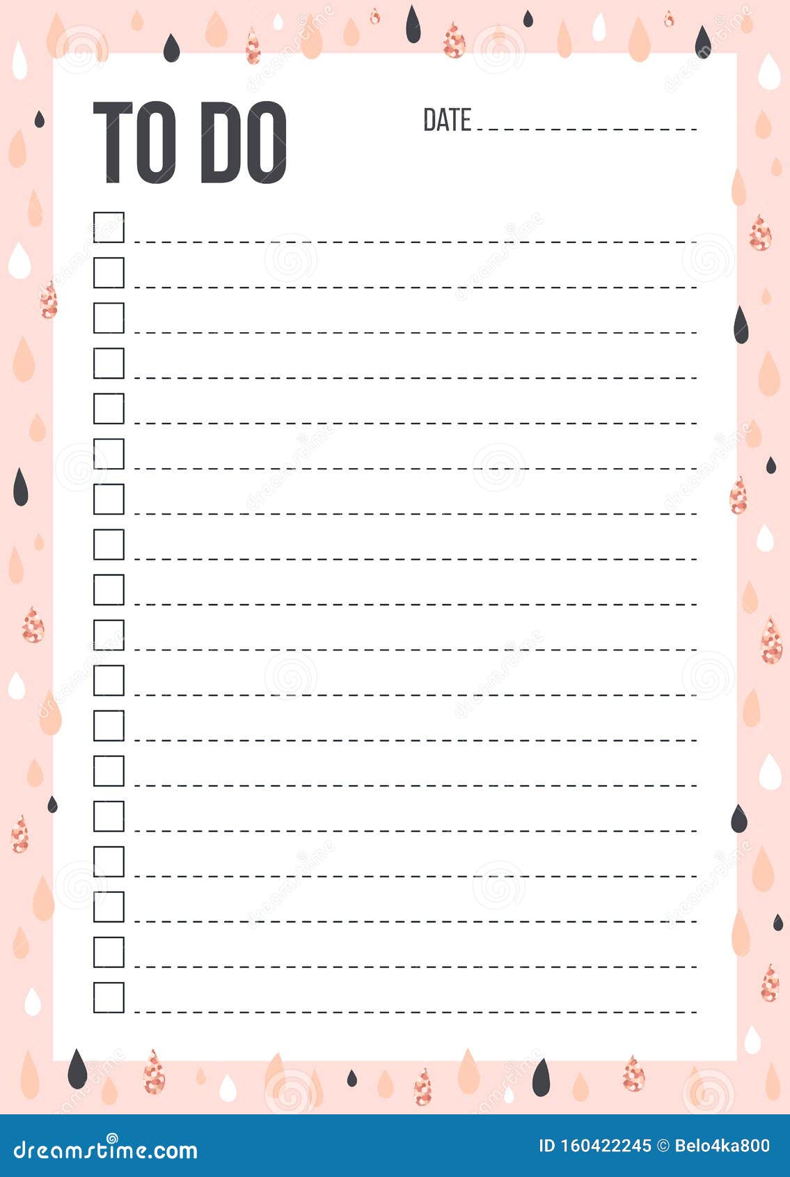 Cute To Do List Template with Check and Place for Thing and Date Intended For Blank To Do List Template