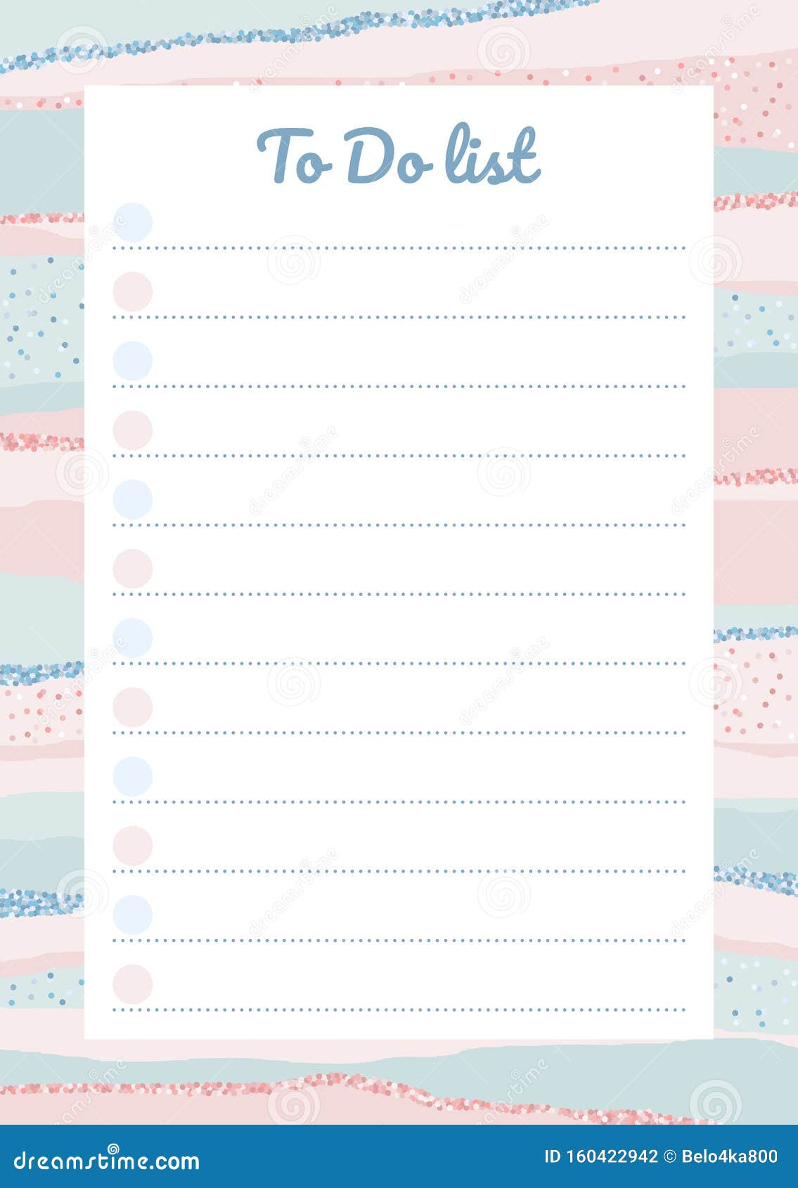 Cute To Do List Template With Notes And Round Checkbox On Striped Background In Pastel Color Stock Vector Illustration Of Creative Planner 160422942