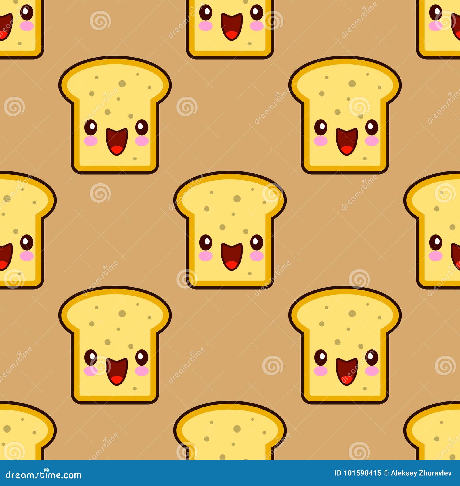 Cute Slice of Bread Kawaii Emoji Cartoon Wheat Bread Patch Applique Embroidery