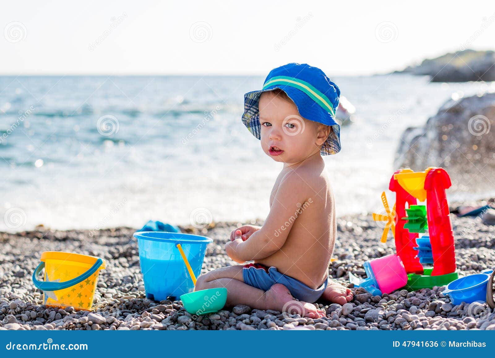 Cute Toddler Boy Playing on the Beach Stock Photo Image of lifestyle